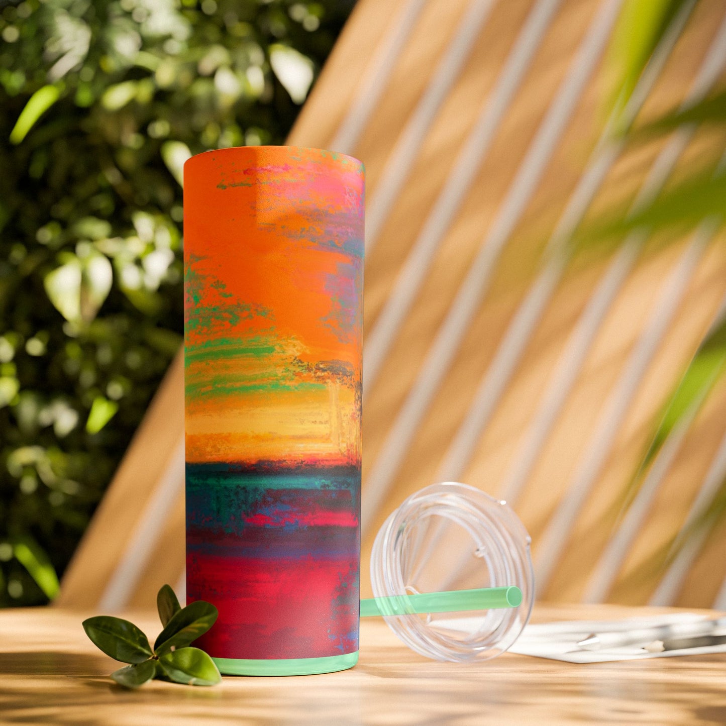 Colorful Ombre Skinny Tumbler with Straw, 20oz | Travel Mugs, Summer Drinkware, Beach Accessories, Gifts for Her, Eco-Friendly