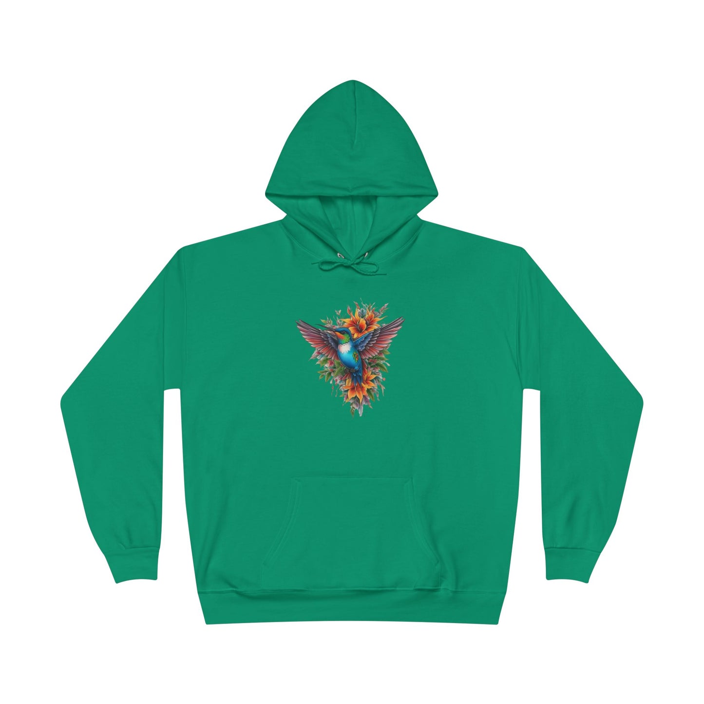 Vibrant Hummingbird Hoodie, Eco-Friendly Pullover, Perfect Gift for Nature Lovers, Spring Fashion, Unique Floral Design