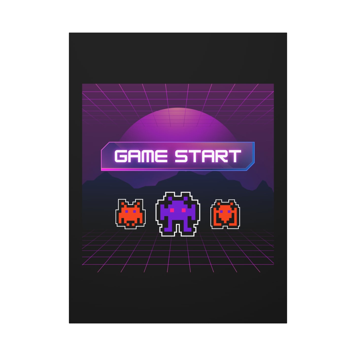 Retro Game Start Canvas Art Print | 80s Gaming Wall Decor, Gamer Gift, Pixel Art, Nostalgic Artwork, Home Decor