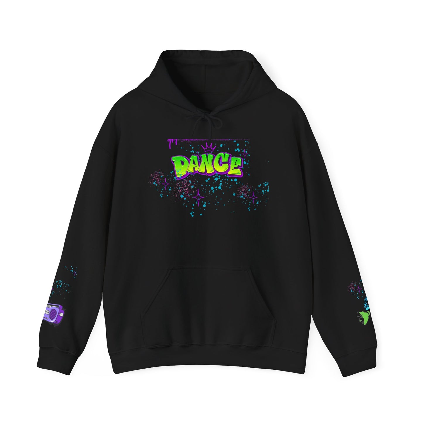 Colorful Dance Hoodie for Creative Spirits, Cozy Unisex Hooded Sweatshirt, Perfect for Parties, Dance Classes, Gifts