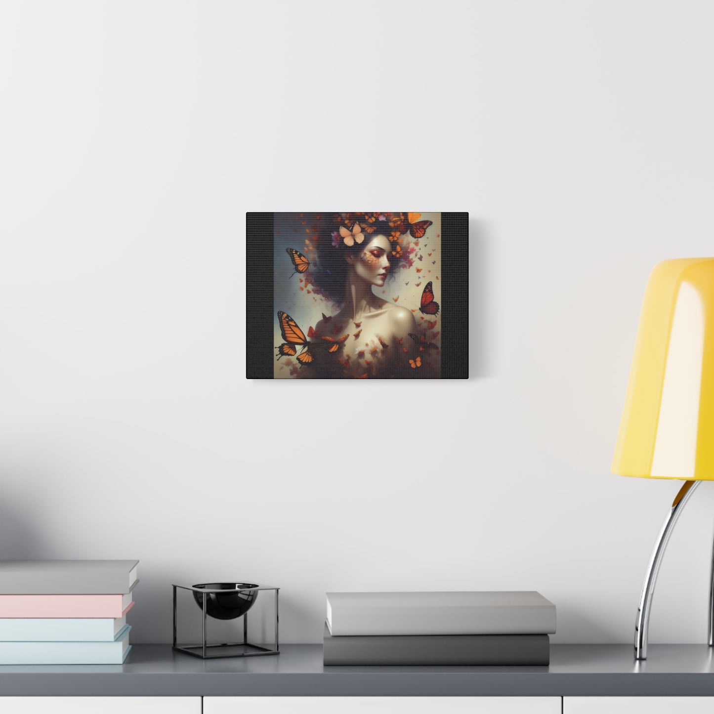 Canvas Wall Art - Butterfly Woman Print, Floral Home Decor, Unique Gift for Nature Lovers, Birthday Decoration, Whimsical Art