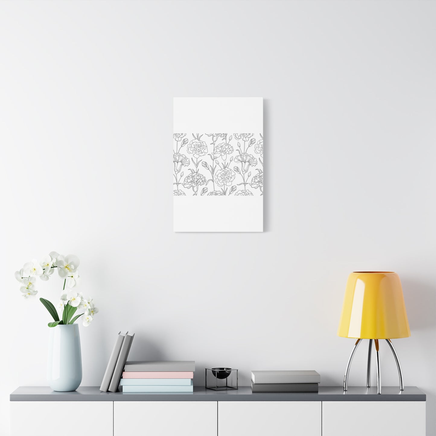 Floral Canvas Art, Stretched Wall Decor, Home Gift, Botanical Print, Modern Design, Matte Finish