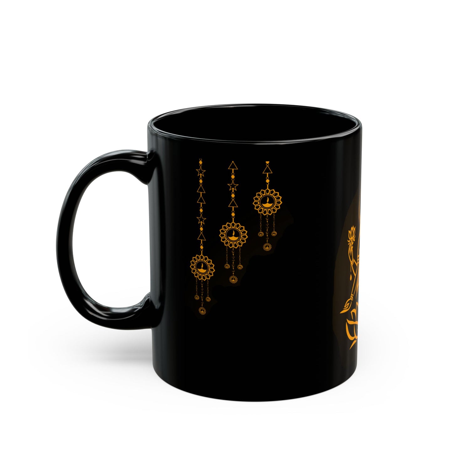 Elegant Black Mug with Goddess Design, Spiritual Coffee Cup, Meditation Tea Mug, Unique Gift for Yogis, Home Decor