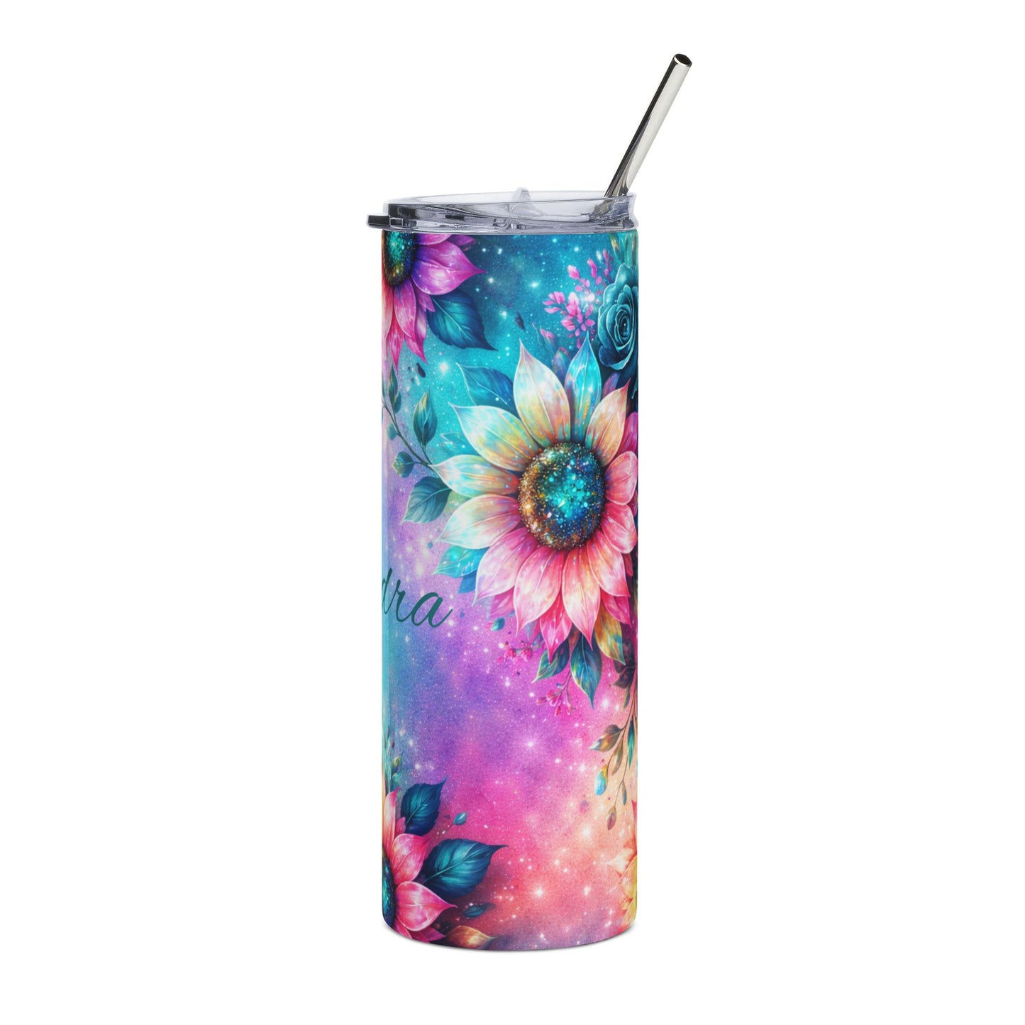 Custom Colorful Floral Galaxy Tumbler | 20oz Stainless Steel Travel Tumbler