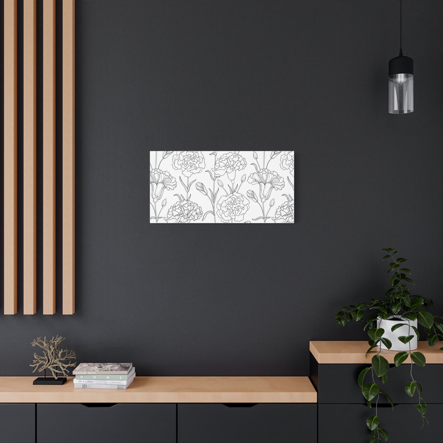 Floral Canvas Art, Stretched Wall Decor, Home Gift, Botanical Print, Modern Design, Matte Finish