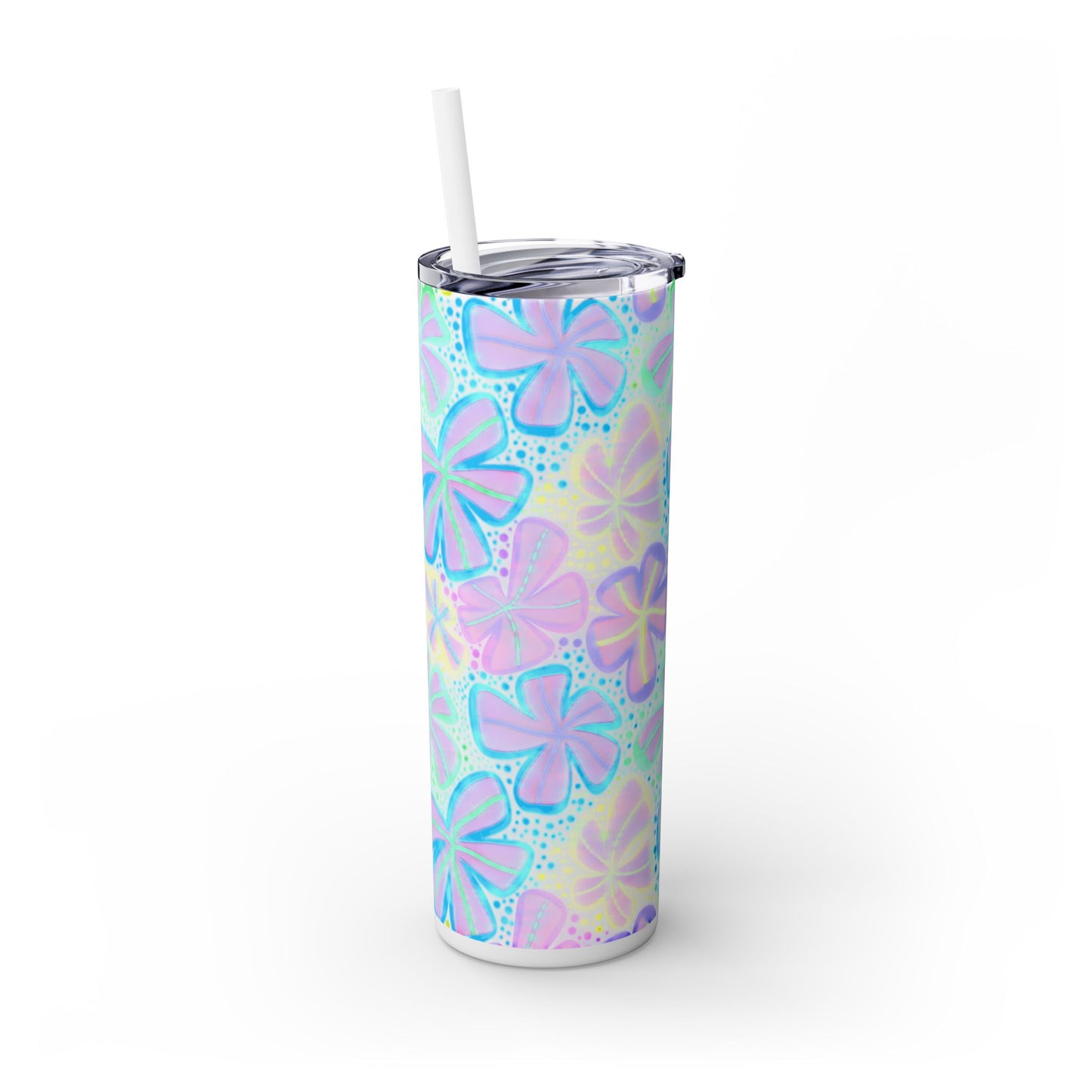 Pastel Butterfly Tumbler, 20oz Drinkware, Spring Decor, Cute Gift for Her, Eco-Friendly Cup, Floral Water Bottle