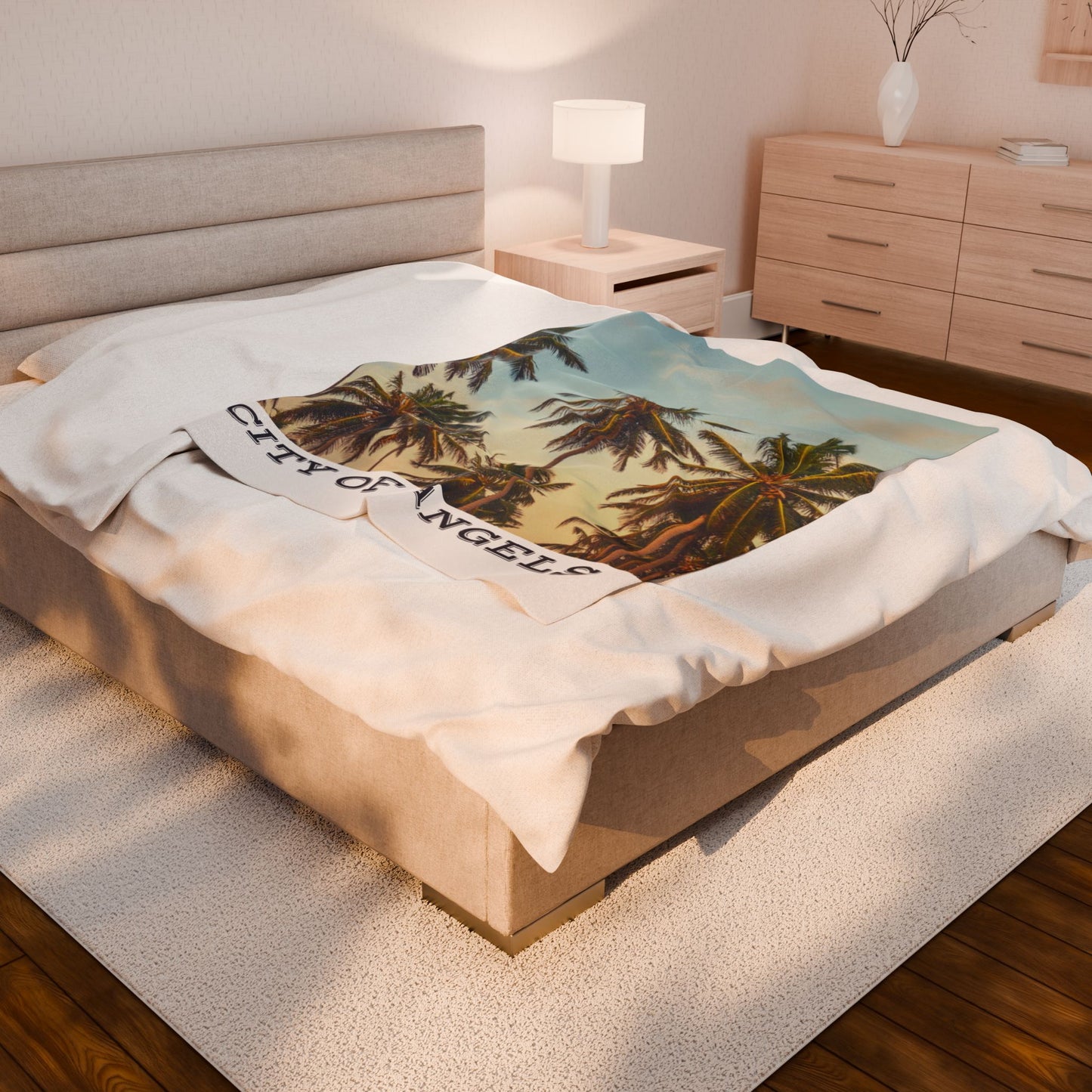 Cozy City of Angels Velveteen Plush Blanket, Soft Throw for Home, Beach Blanket, Travel Companion, Gift for Friends