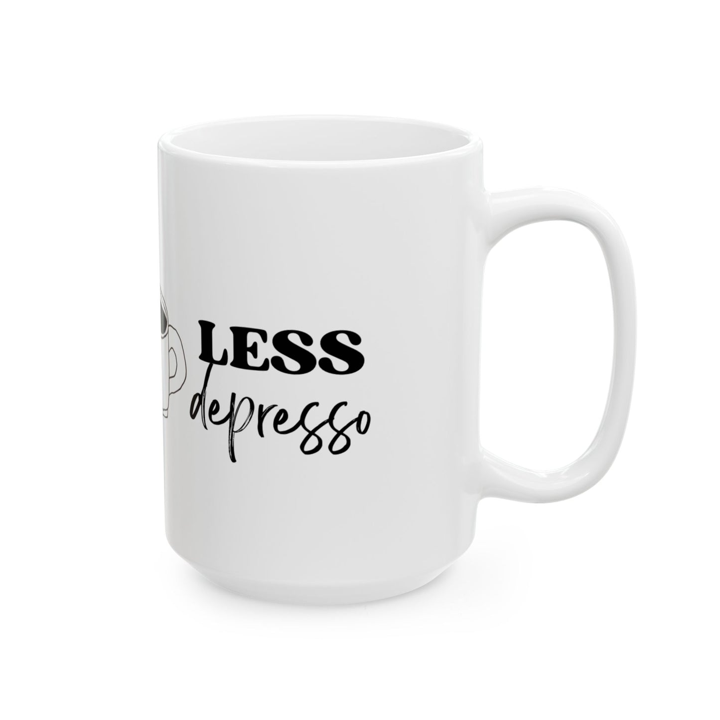 MORE EXPRESSO, LESS DEPRESSO Artisan Coffee Mug with Fun Quotes, Unique Gift for Coffee Lovers, Home Decor, Birthday Present, Office Mug