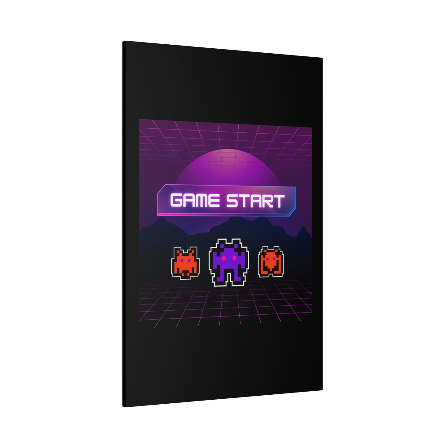 Retro Game Start Canvas Art Print | 80s Gaming Wall Decor, Gamer Gift, Pixel Art, Nostalgic Artwork, Home Decor