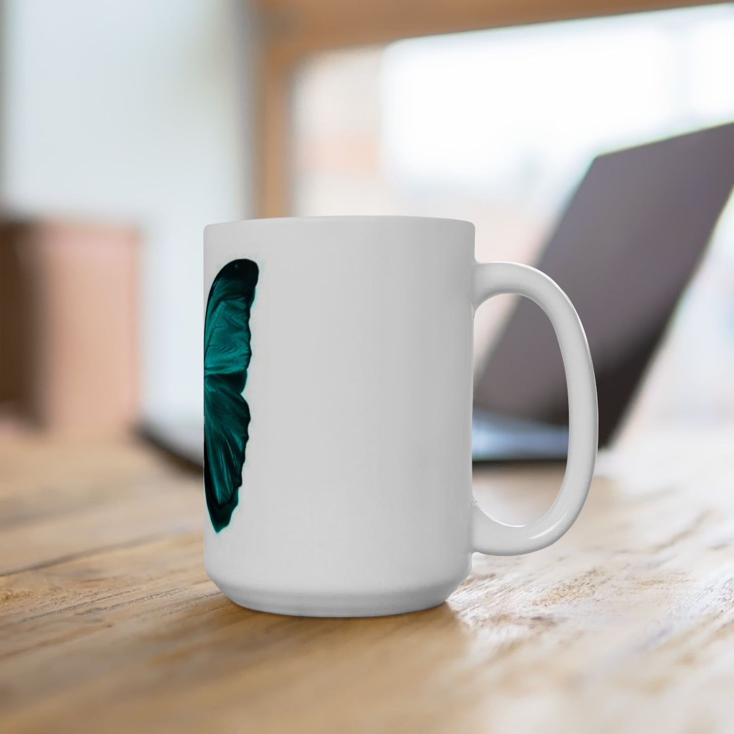Beautiful Turquoise Butterfly Ceramic Mug - 11oz & 15oz, Nature Lover Gift, Decorative Drinkware, Boho Kitchen Decor, Birthday Present