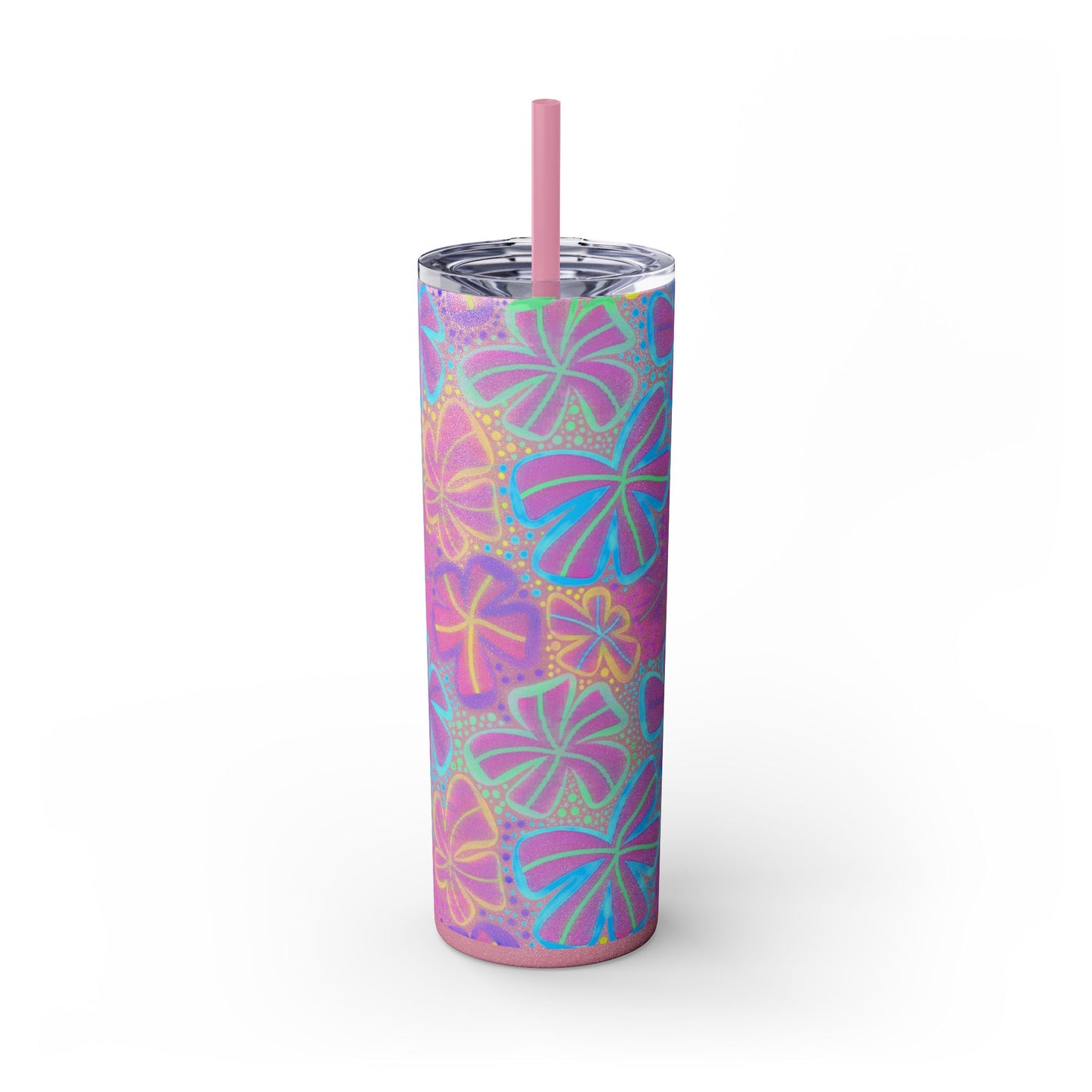 Pastel Butterfly Tumbler, 20oz Drinkware, Spring Decor, Cute Gift for Her, Eco-Friendly Cup, Floral Water Bottle