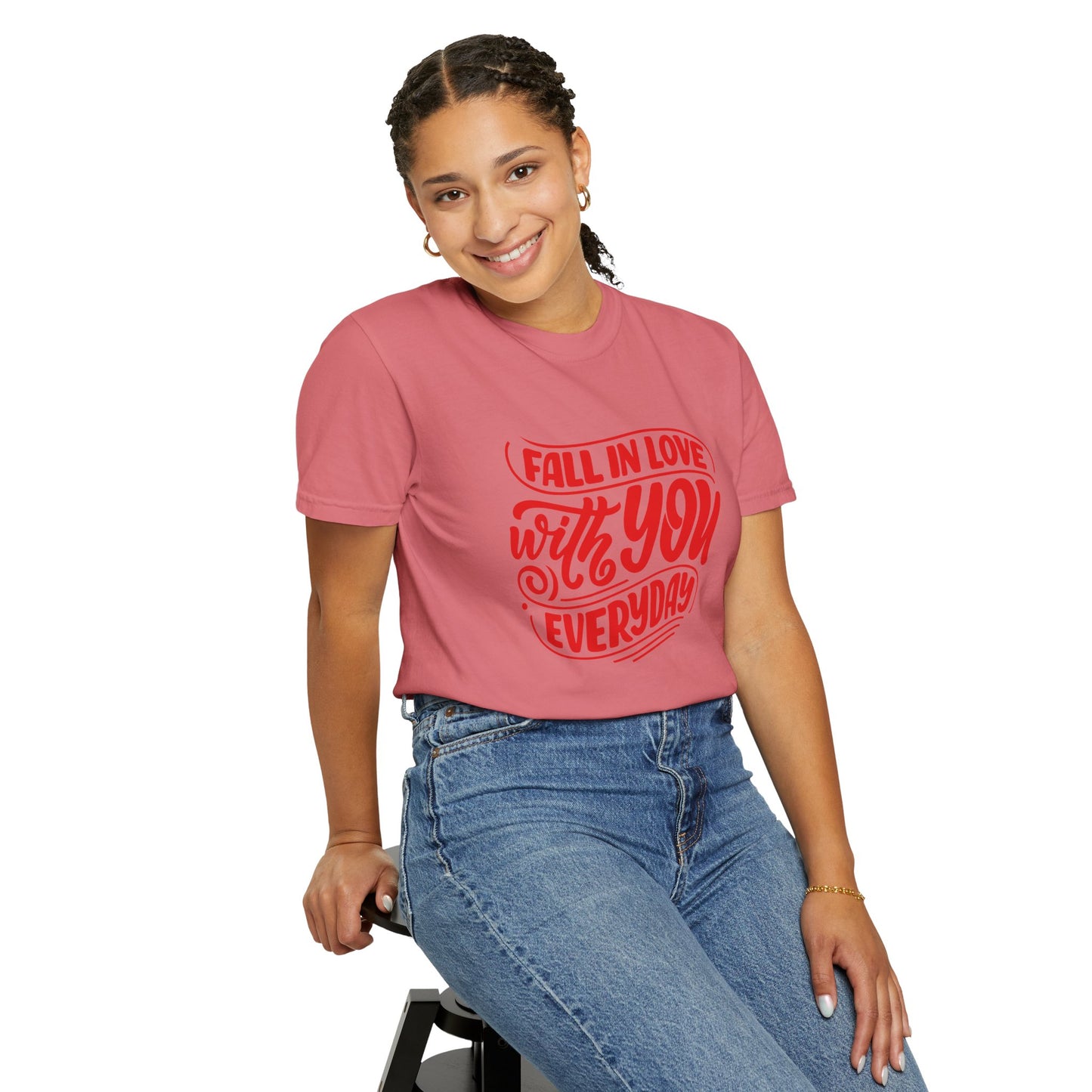 Fall in Love with YOU Quote T-shirt for Couples, Valentine's Day, Gifts for Him/Her, Casual Everyday Wear, Comfortable Unisex Tee