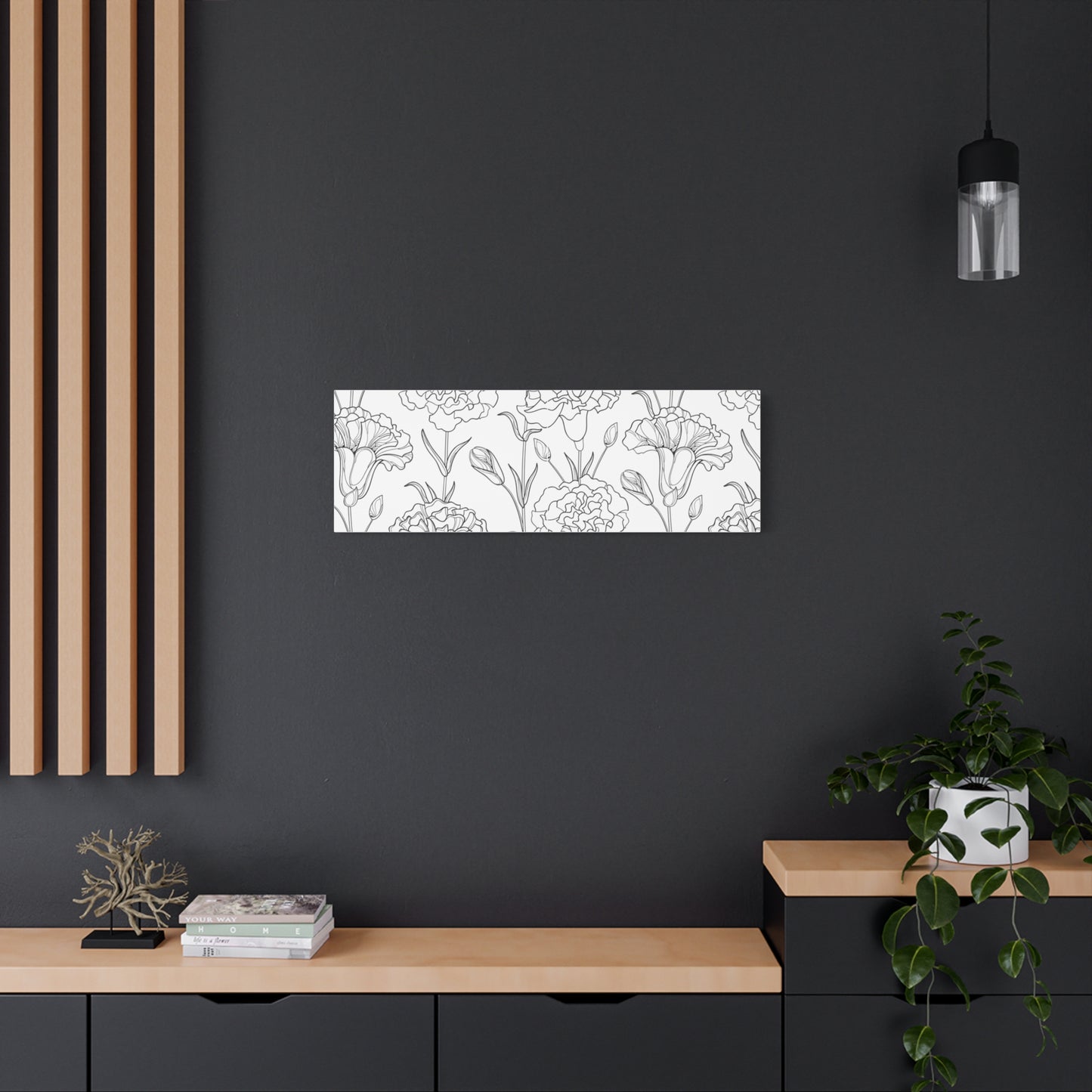 Floral Canvas Art, Stretched Wall Decor, Home Gift, Botanical Print, Modern Design, Matte Finish