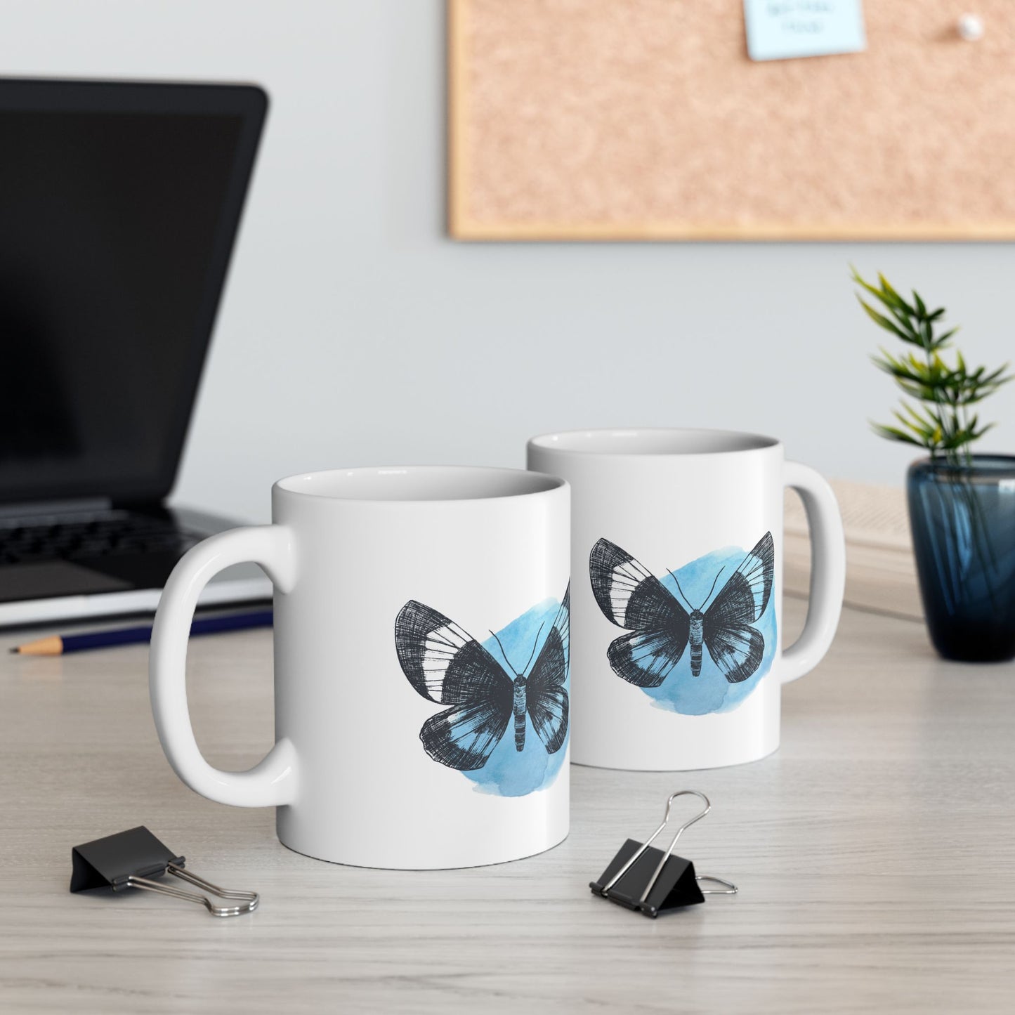 Blue Butterfly Art Ceramic Mug | Cute Coffee Cup, Gift for Nature Lovers, Home Decor, Perfect for Birthdays & Holidays