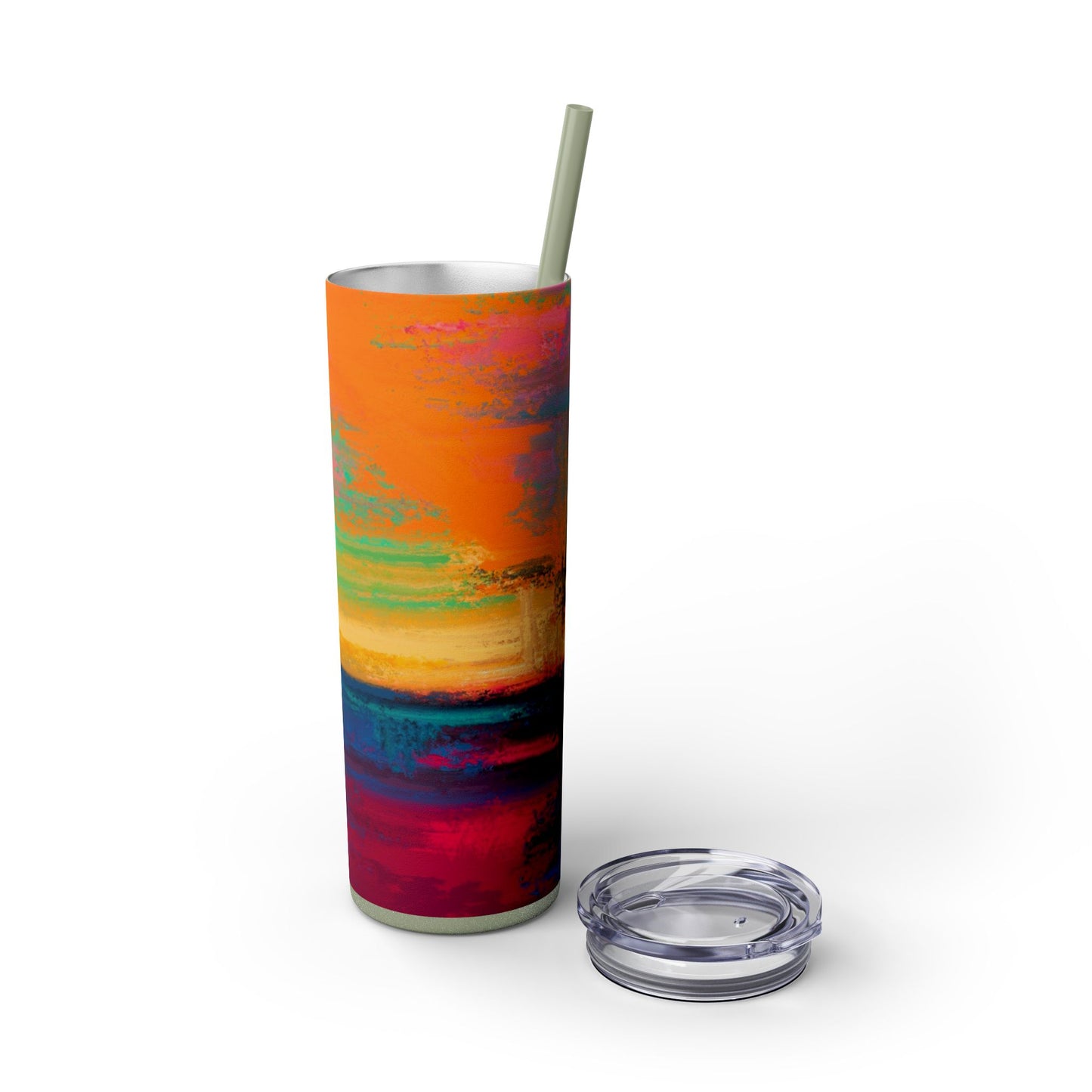 Colorful Ombre Skinny Tumbler with Straw, 20oz | Travel Mugs, Summer Drinkware, Beach Accessories, Gifts for Her, Eco-Friendly