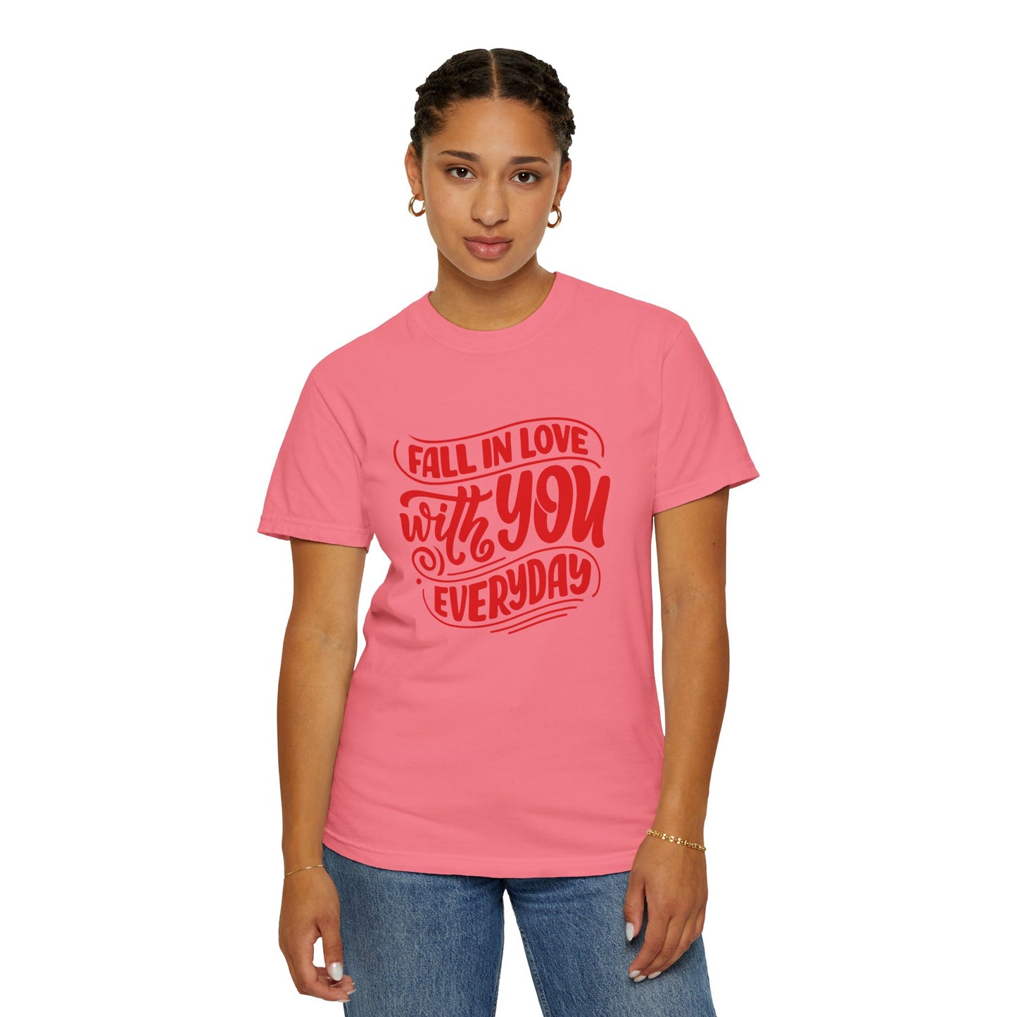 Fall in Love with YOU Quote T-shirt for Couples, Valentine's Day, Gifts for Him/Her, Casual Everyday Wear, Comfortable Unisex Tee