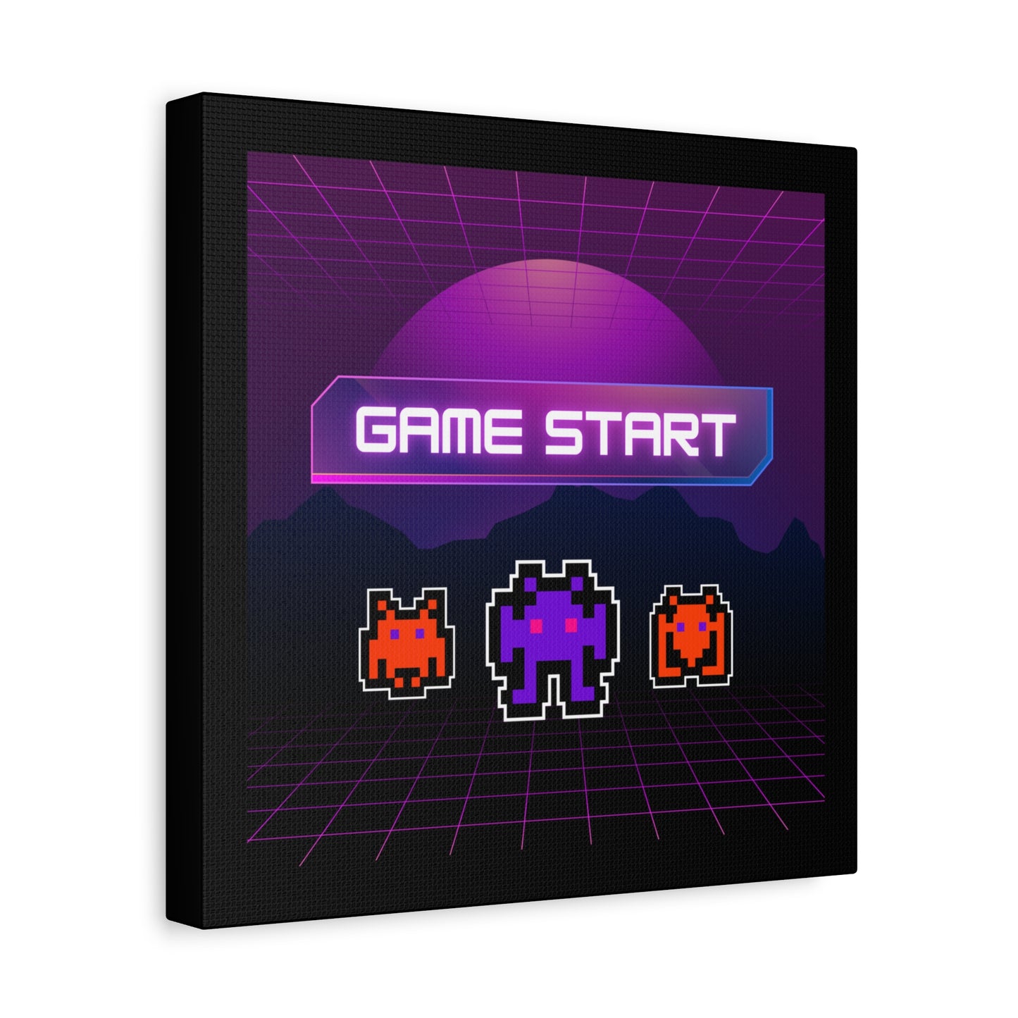 Retro Game Start Canvas Art Print | 80s Gaming Wall Decor, Gamer Gift, Pixel Art, Nostalgic Artwork, Home Decor