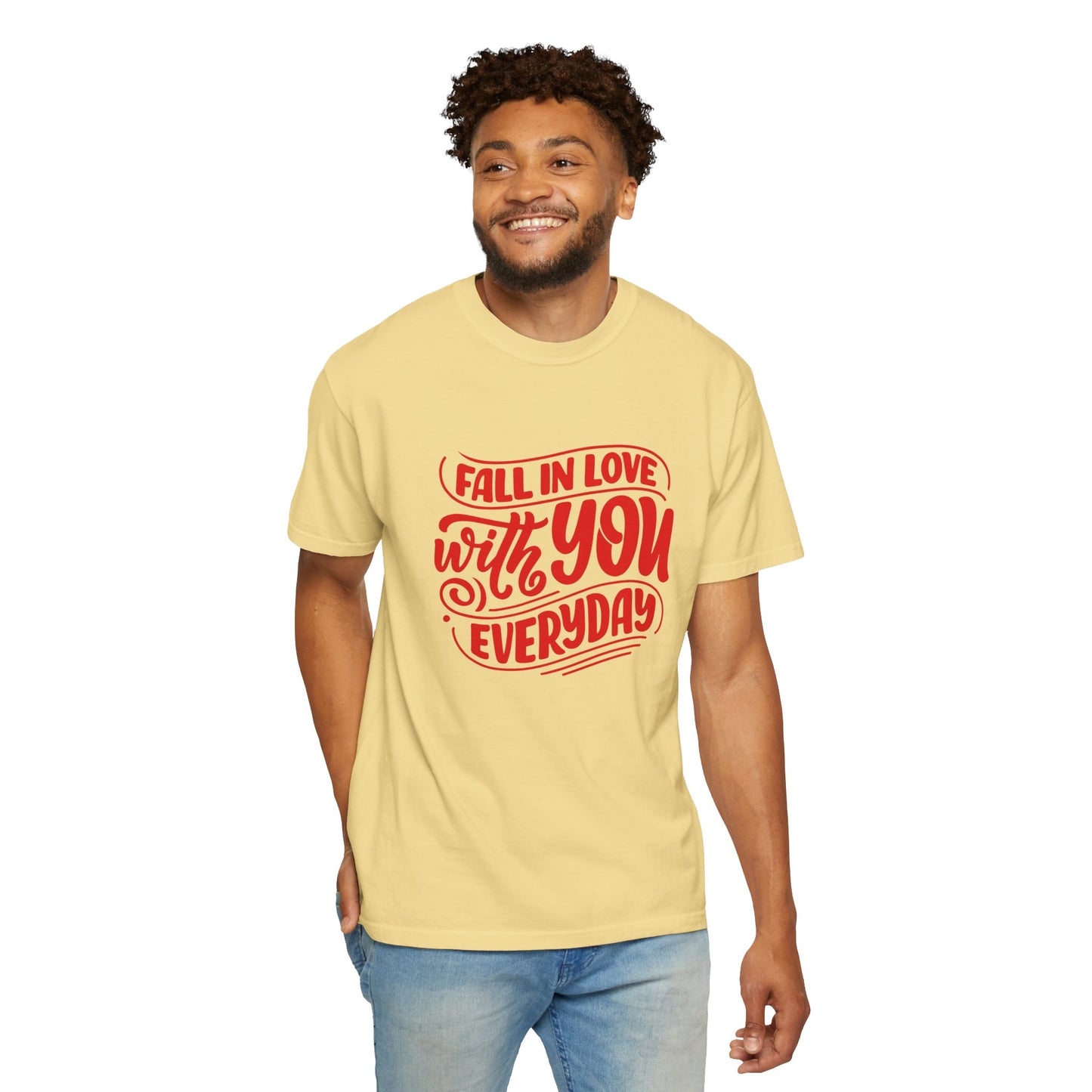 Fall in Love with YOU Quote T-shirt for Couples, Valentine's Day, Gifts for Him/Her, Casual Everyday Wear, Comfortable Unisex Tee