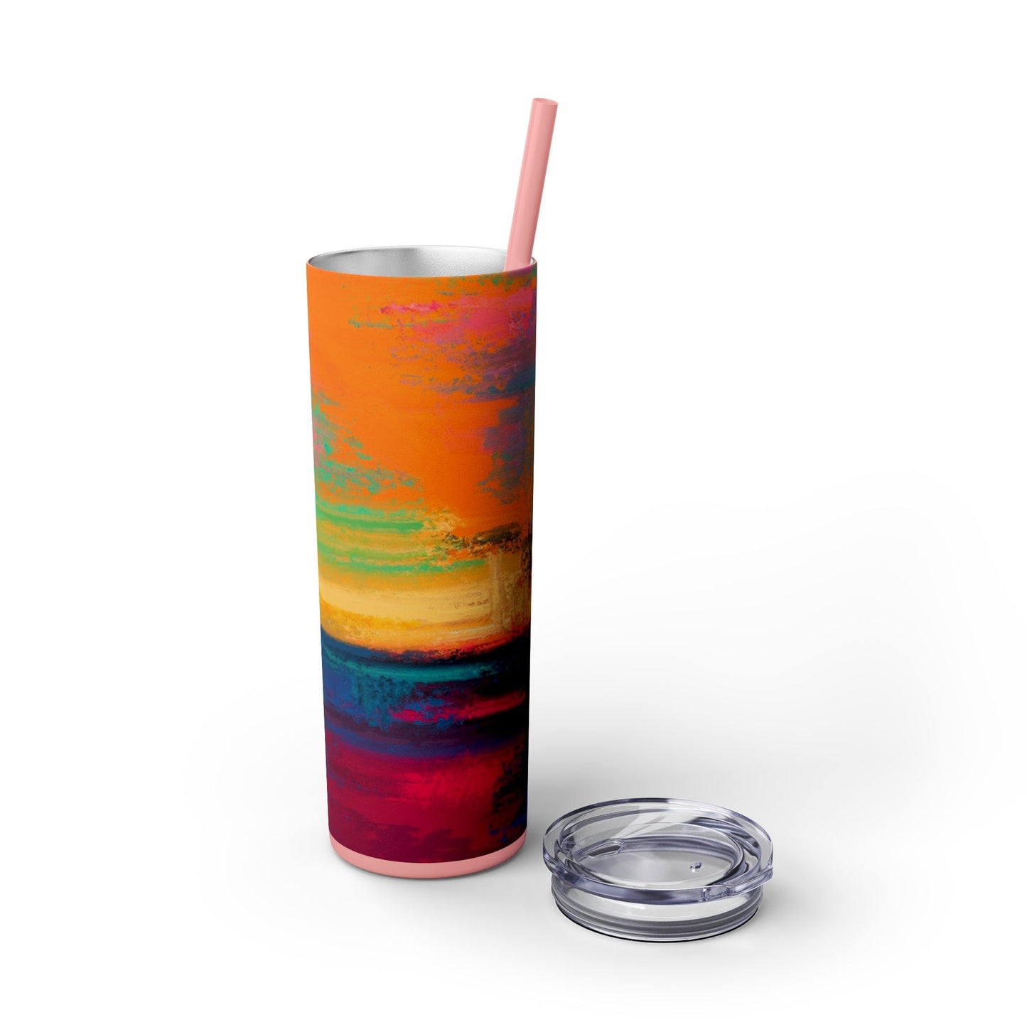 Colorful Ombre Skinny Tumbler with Straw, 20oz | Travel Mugs, Summer Drinkware, Beach Accessories, Gifts for Her, Eco-Friendly