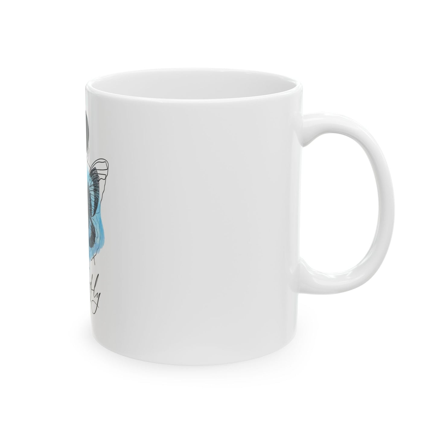 Butterfly Reflection Ceramic Mug, Inspirational Coffee Cup, Nature Lover Gift, Butterfly Decor, Unique Tea Mug