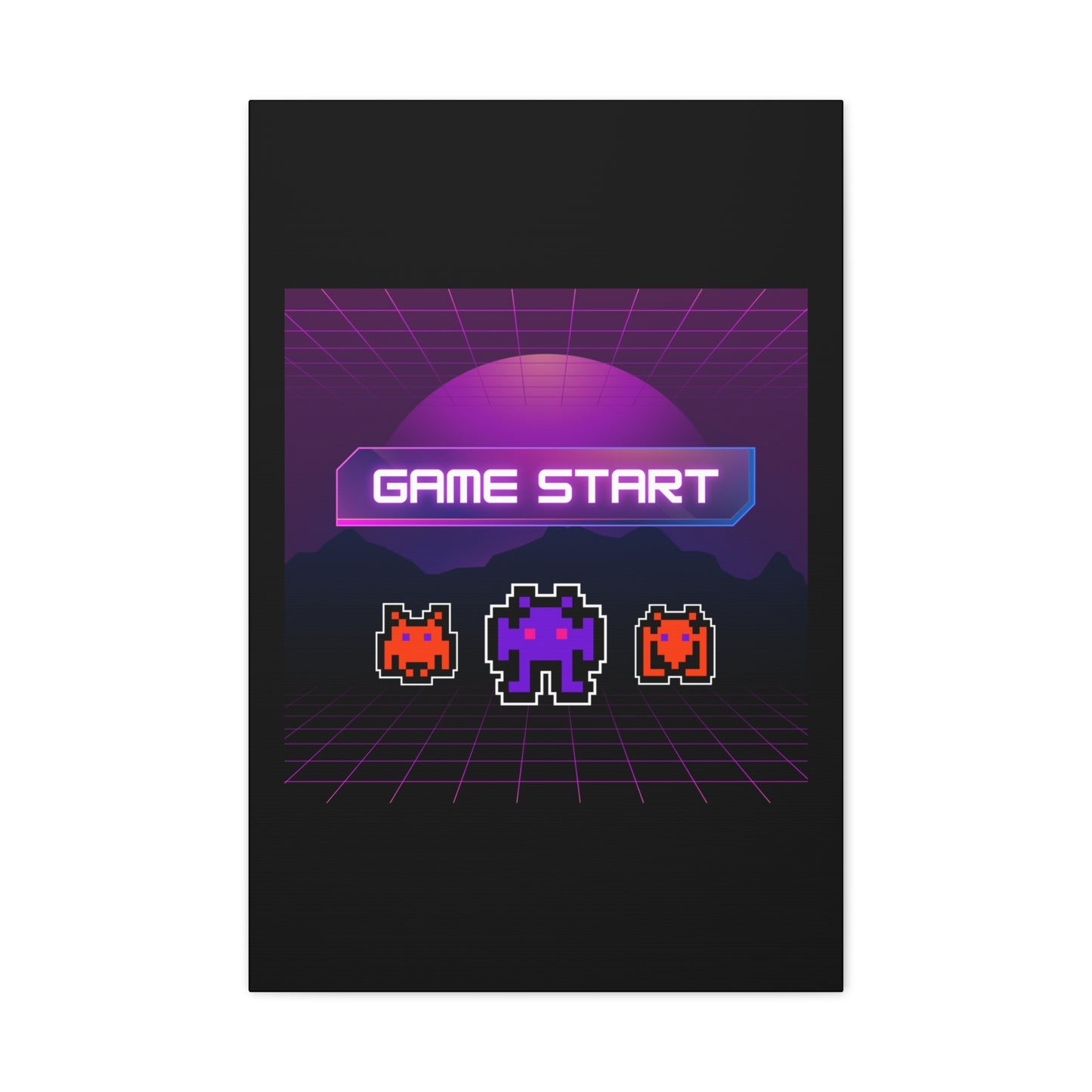 Retro Game Start Canvas Art Print | 80s Gaming Wall Decor, Gamer Gift, Pixel Art, Nostalgic Artwork, Home Decor