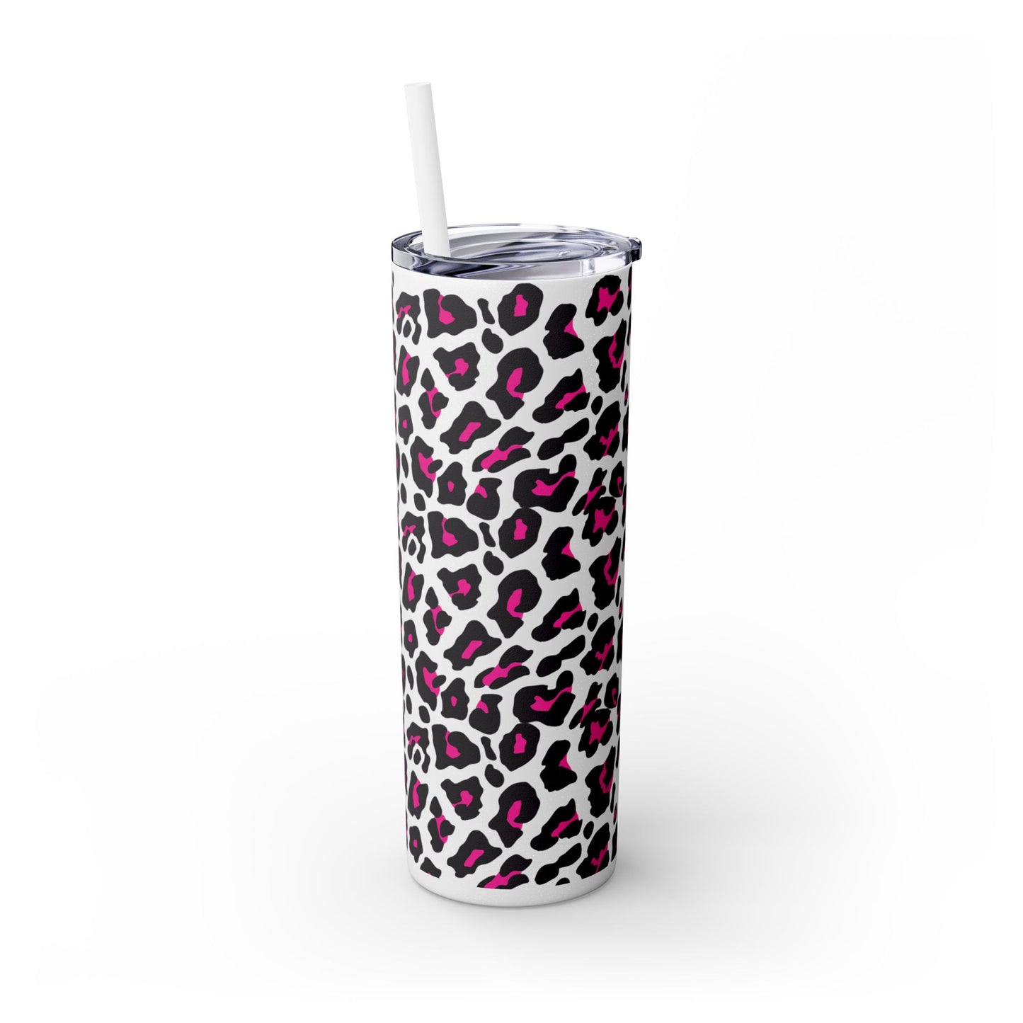 Trendy Leopard Print Skinny Tumbler, 20oz | Stylish Drinkware for Home, Office, Gifts, Reusable Straw, Animal Print