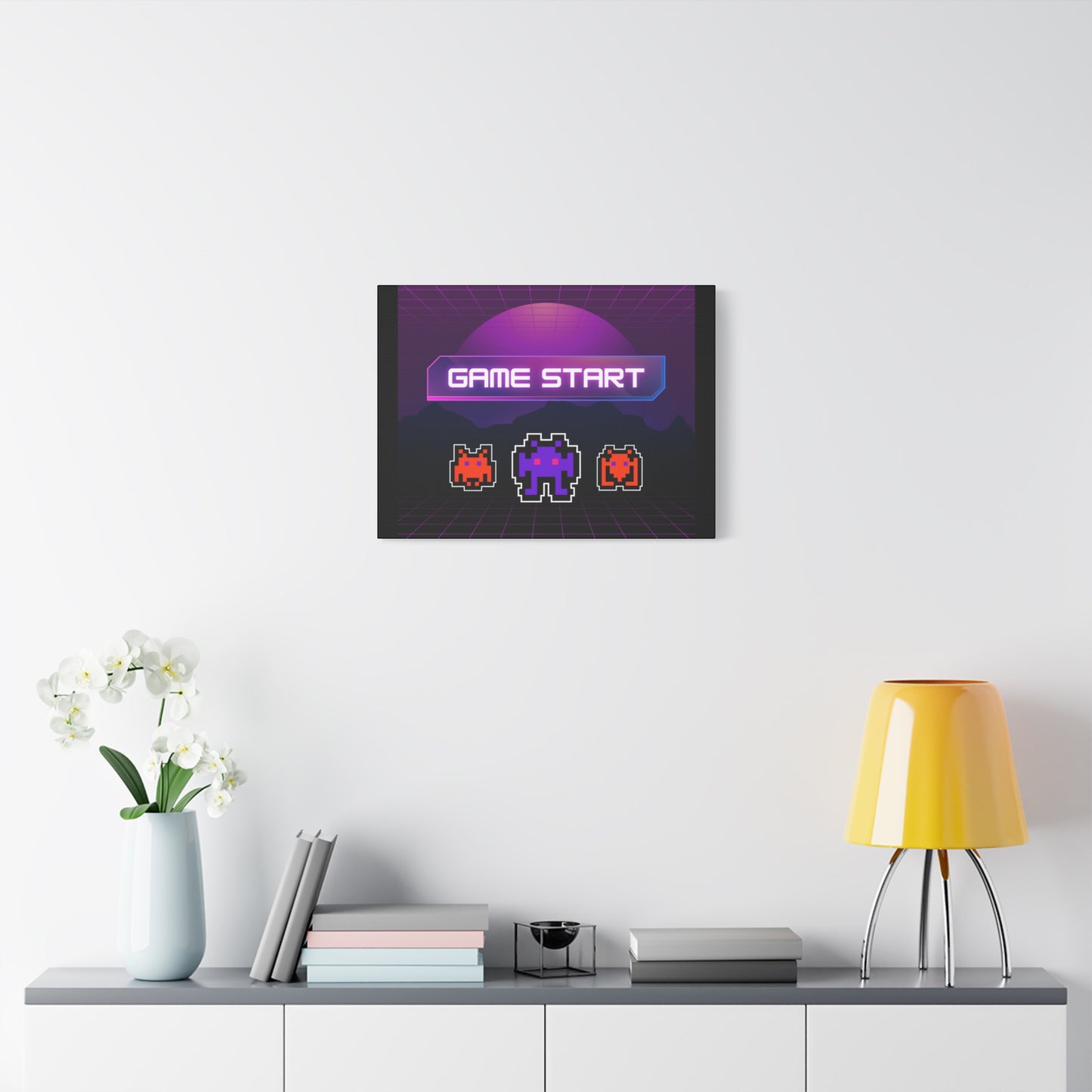 Retro Game Start Canvas Art Print | 80s Gaming Wall Decor, Gamer Gift, Pixel Art, Nostalgic Artwork, Home Decor