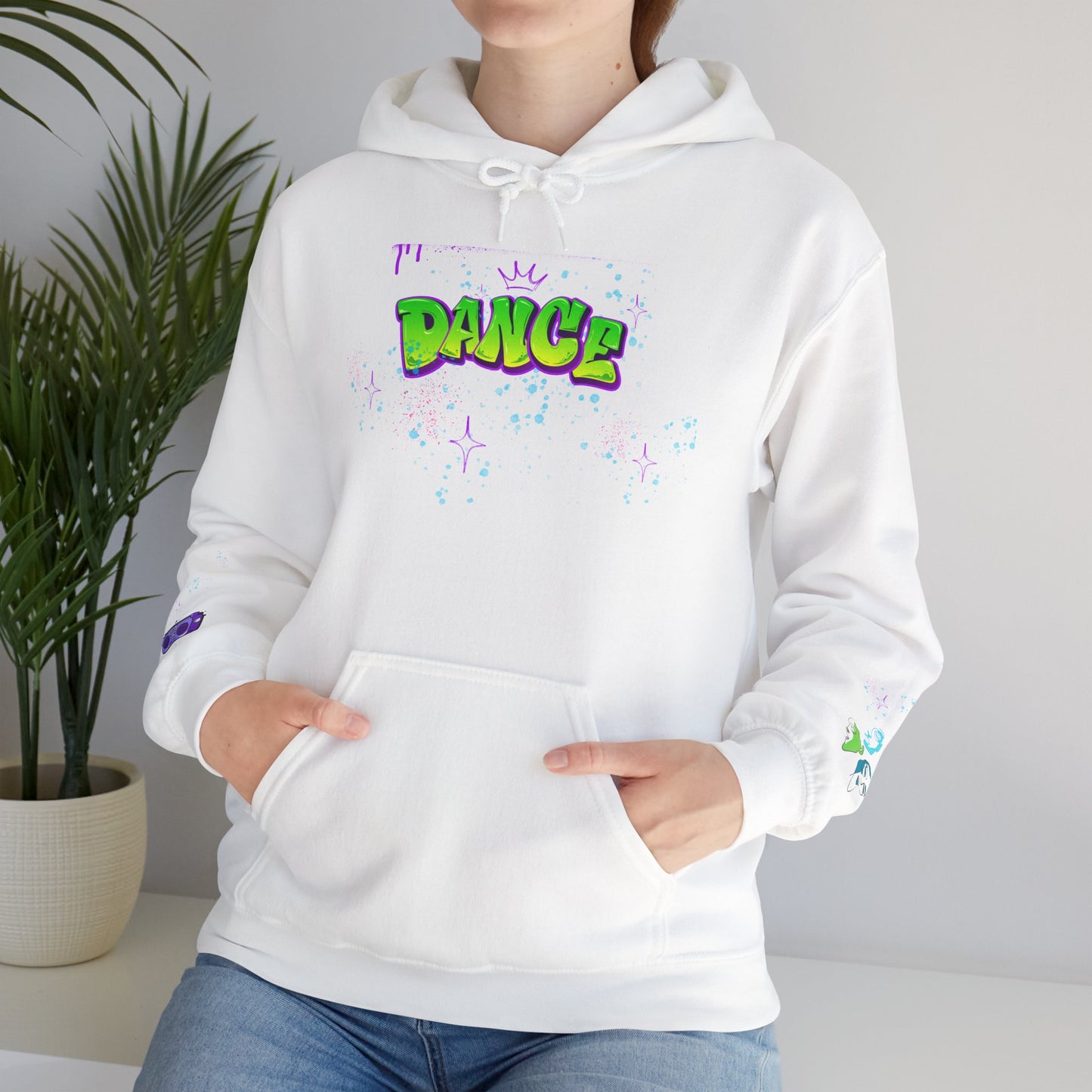 Colorful Dance Hoodie for Creative Spirits, Cozy Unisex Hooded Sweatshirt, Perfect for Parties, Dance Classes, Gifts