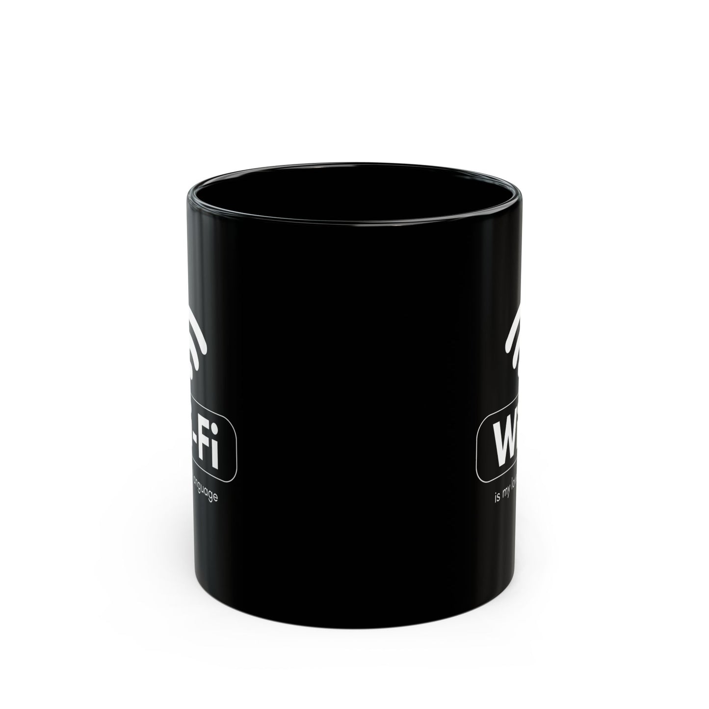 Wi-Fi Love Language Mug | Black Coffee Cup for Tech Lovers, Gift for Her, Him, Birthday, Programmer, Valentine's Day