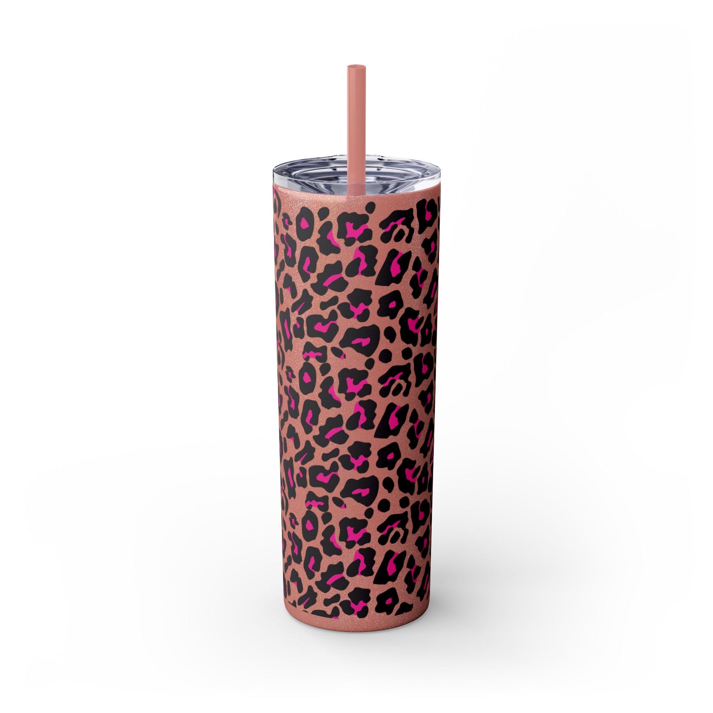 Trendy Leopard Print Skinny Tumbler, 20oz | Stylish Drinkware for Home, Office, Gifts, Reusable Straw, Animal Print
