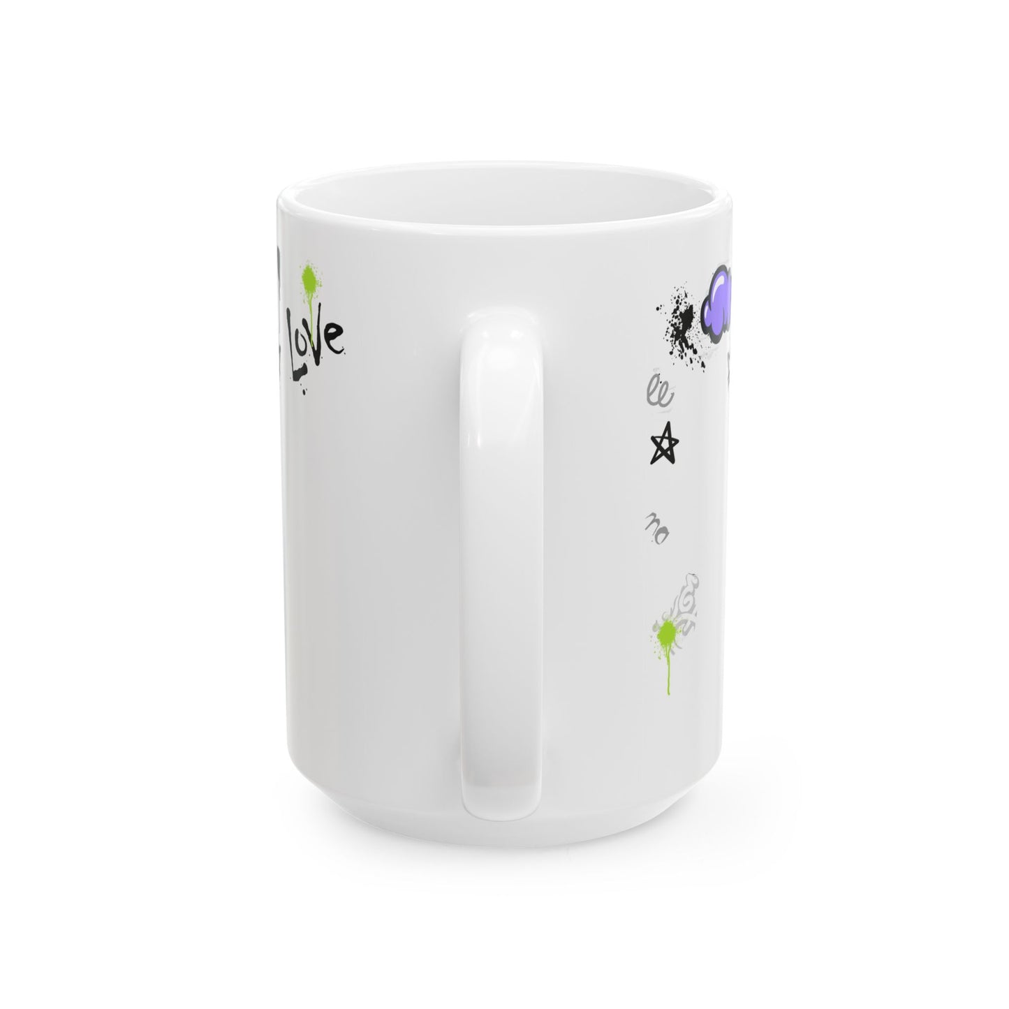 Trendy LOVE Graffiti Ceramic Mug, Unique Gift for Teens, Street Art Coffee Cup, Fun Drinkware for Birthdays, Cool Personalized Cup