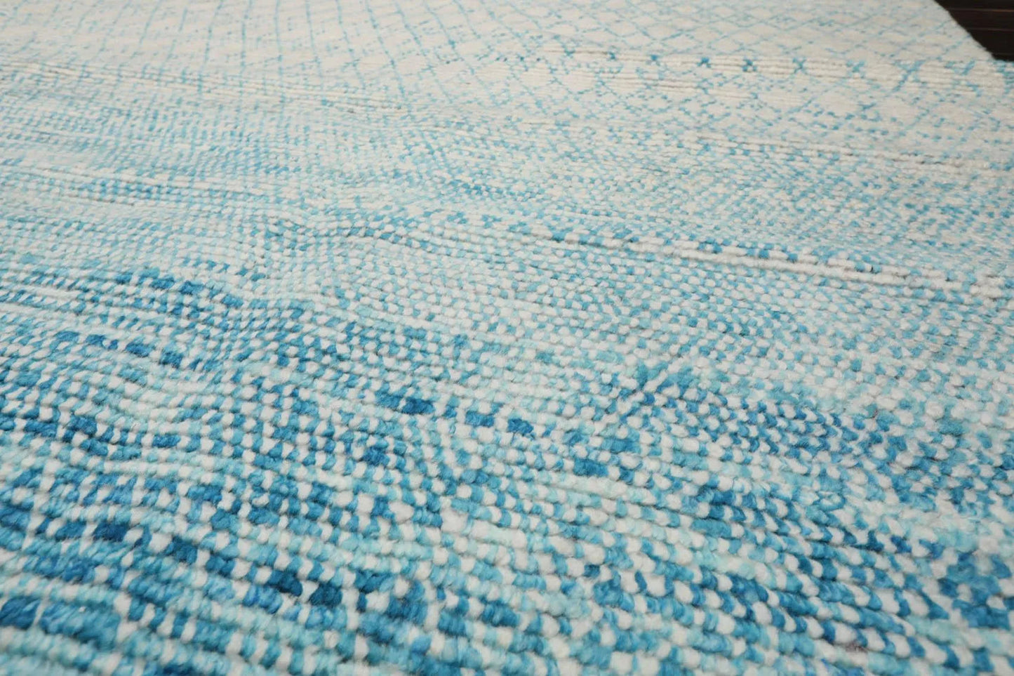 8' x 10' Hand Knotted 100% Wool Contemporary Modern Area Rug Ivory Aqua-4