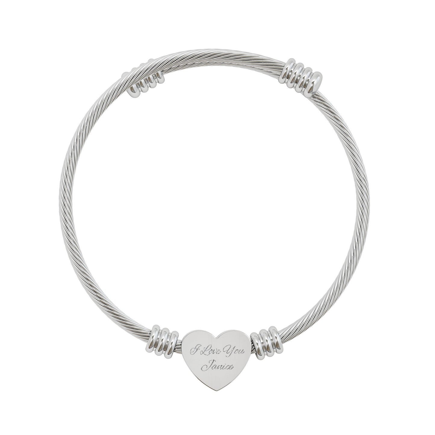 Customized Heart Cuff Bracelet (Engraving) - Add your name!