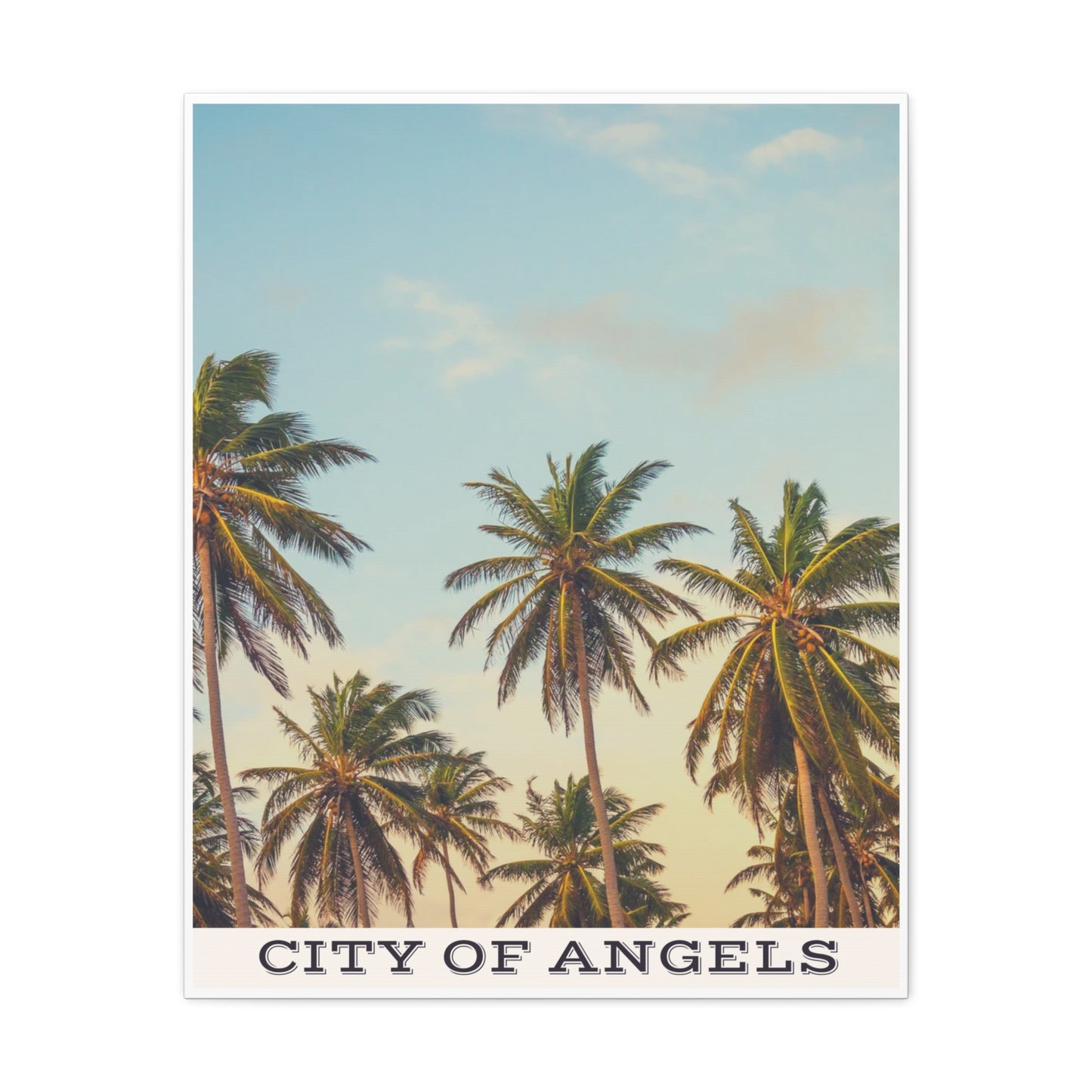 Tropical Palm Tree Canvas Print, City of Angeles Tropical Wall Art, Los Angeles Beach Decor, California Nature Photography, Home Decoration, Gift for Beach Lovers