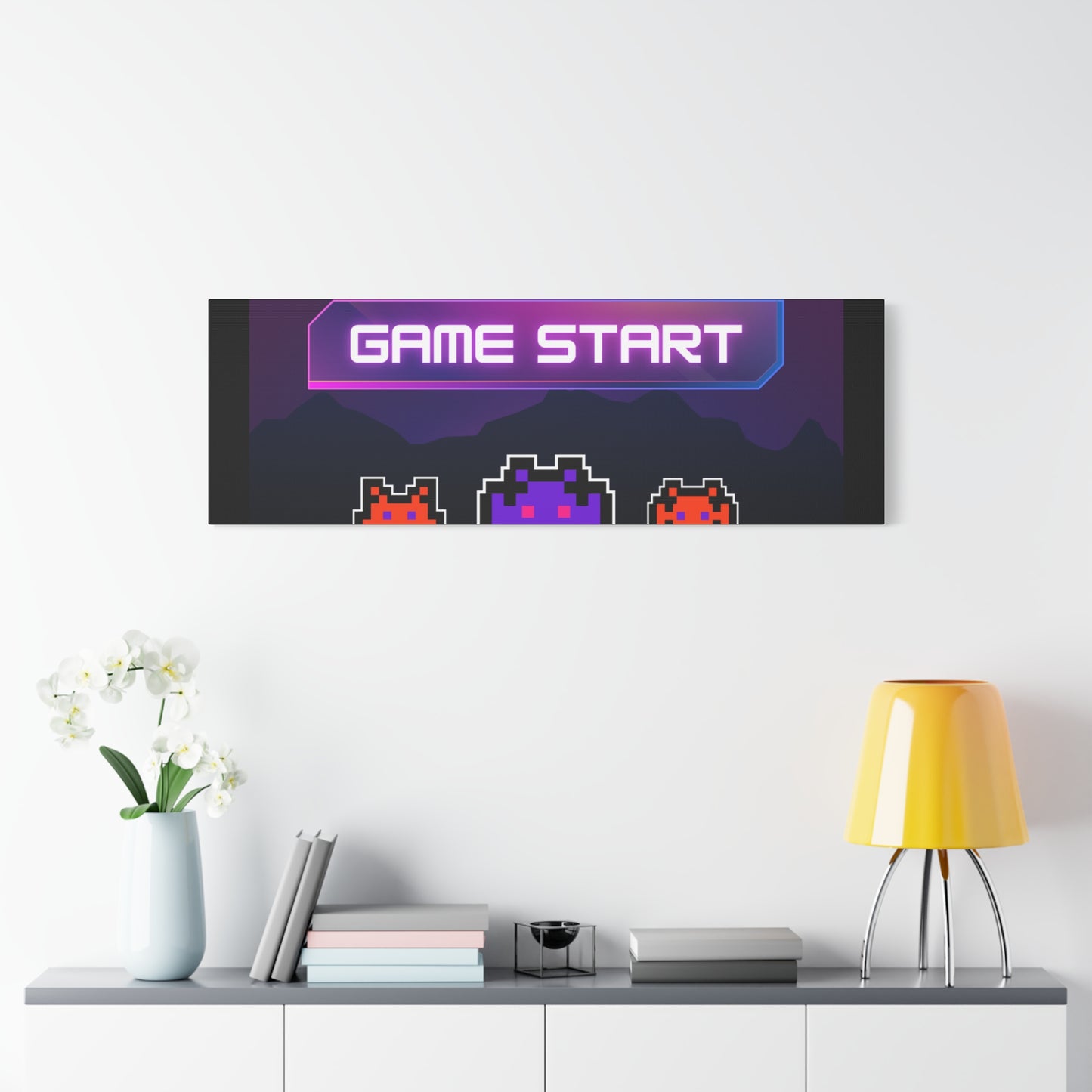 Retro Game Start Canvas Art Print | 80s Gaming Wall Decor, Gamer Gift, Pixel Art, Nostalgic Artwork, Home Decor