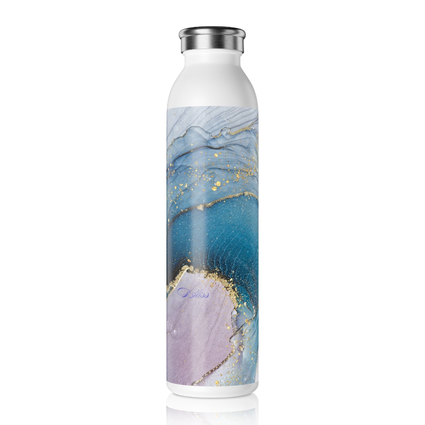 Stylish Slim Water Bottle with Ocean-Inspired Design, Ideal for Yoga, Eco-Friendly Hydration, Gift for Fitness Enthusiasts
