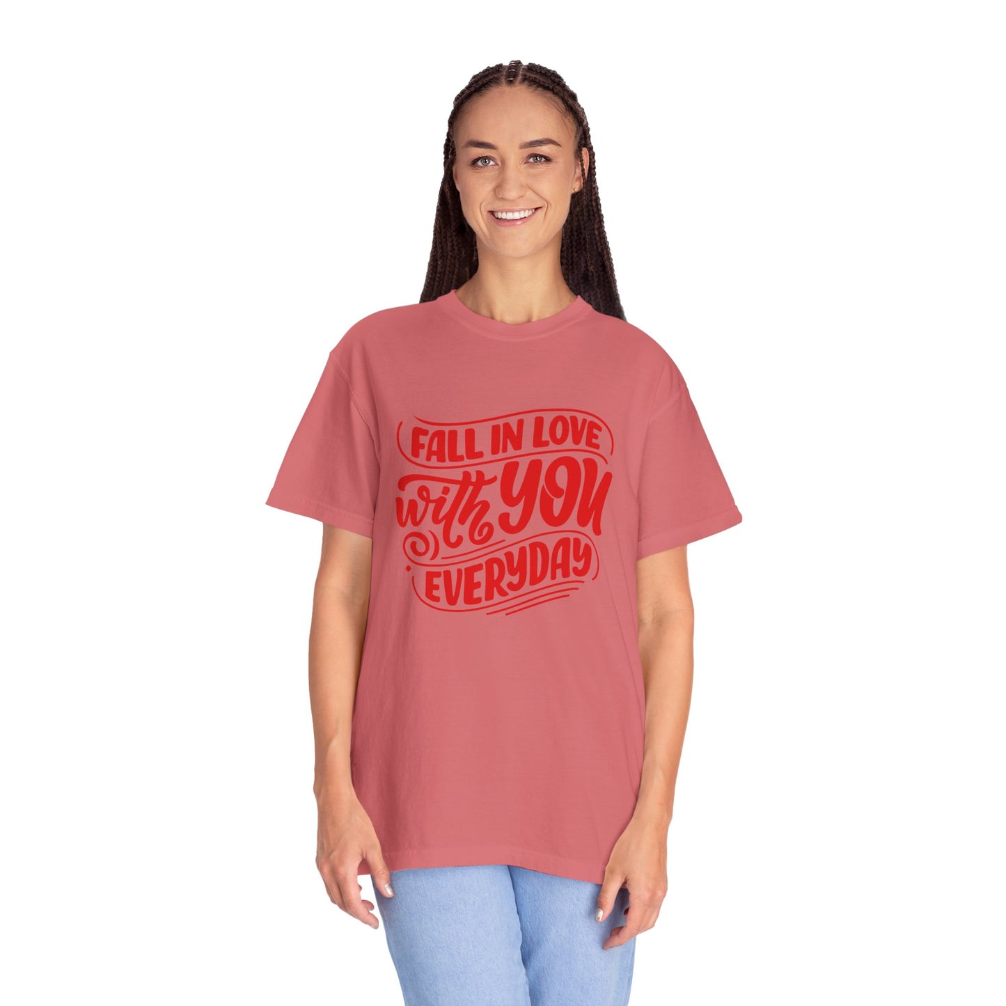 Fall in Love with YOU Quote T-shirt for Couples, Valentine's Day, Gifts for Him/Her, Casual Everyday Wear, Comfortable Unisex Tee