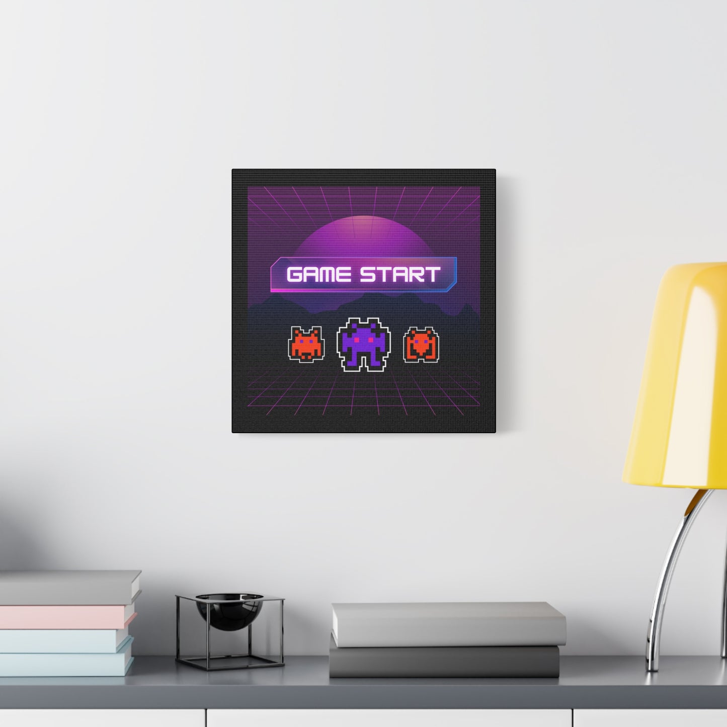 Retro Game Start Canvas Art Print | 80s Gaming Wall Decor, Gamer Gift, Pixel Art, Nostalgic Artwork, Home Decor