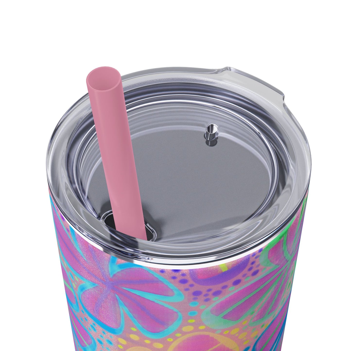 Pastel Butterfly Tumbler, 20oz Drinkware, Spring Decor, Cute Gift for Her, Eco-Friendly Cup, Floral Water Bottle