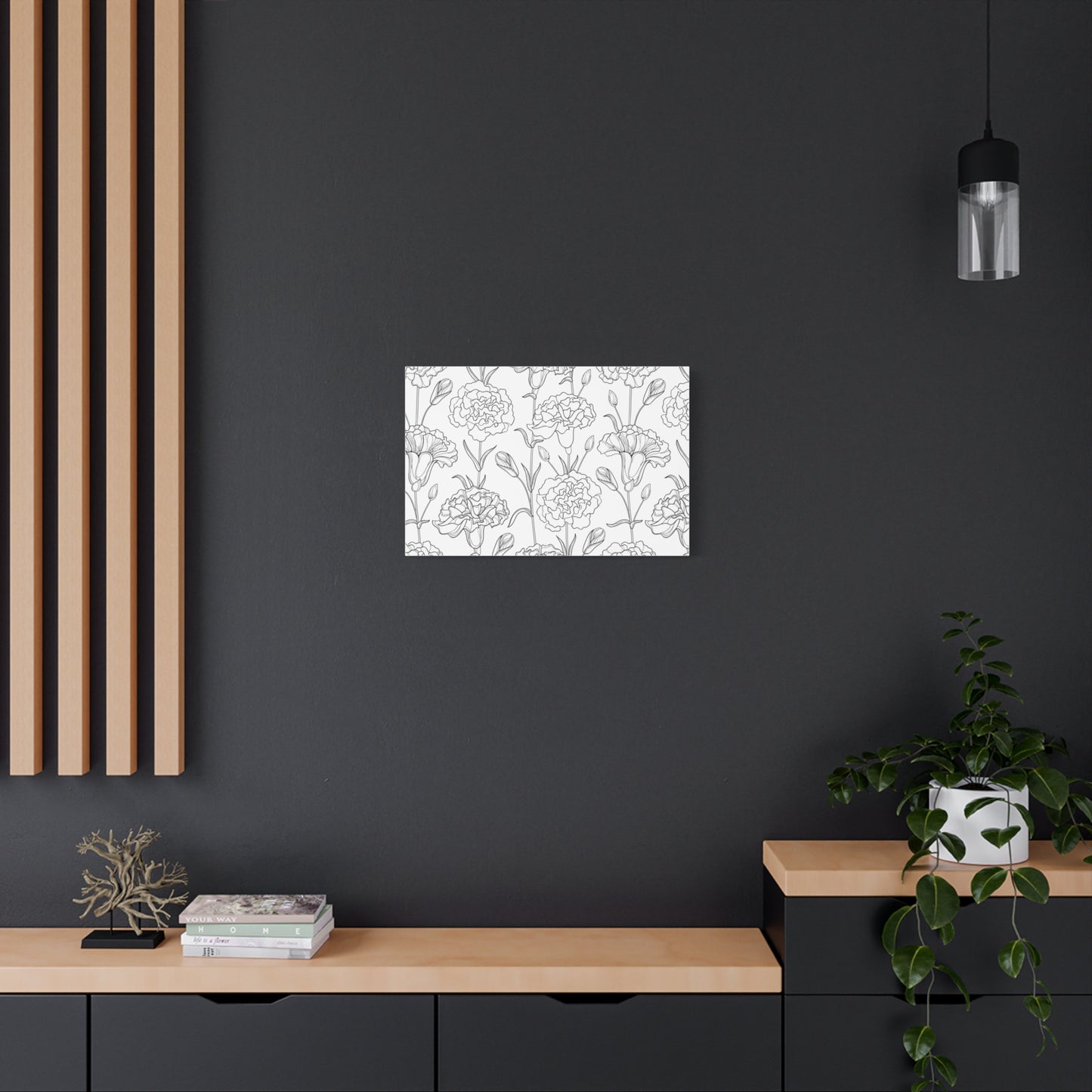 Floral Canvas Art, Stretched Wall Decor, Home Gift, Botanical Print, Modern Design, Matte Finish