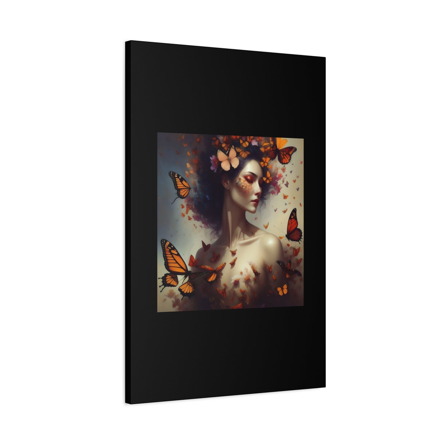Canvas Wall Art - Butterfly Woman Print, Floral Home Decor, Unique Gift for Nature Lovers, Birthday Decoration, Whimsical Art