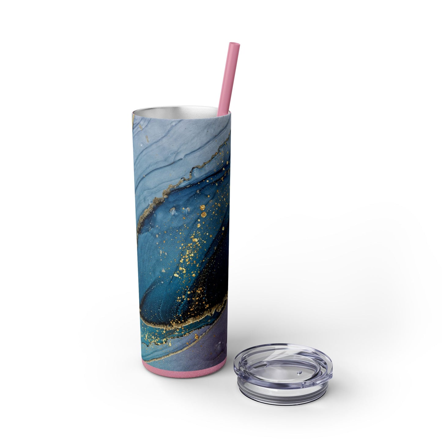 Elegant Blue Marble Skinny Tumbler, 20oz - Stylish Drinkware for Daily Use, Gifts, Celebrations, Eco-Friendly, Travel Mug