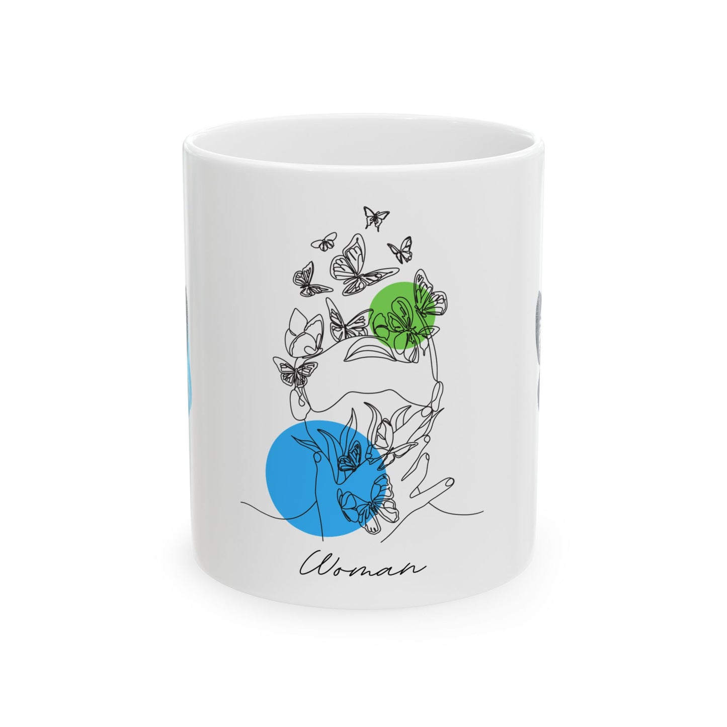 Elegant Woman Butterfly Ceramic Mug | Inspirational Gift, Art Coffee Cup, Unique Design, Home Decor, Mother's Day Gift