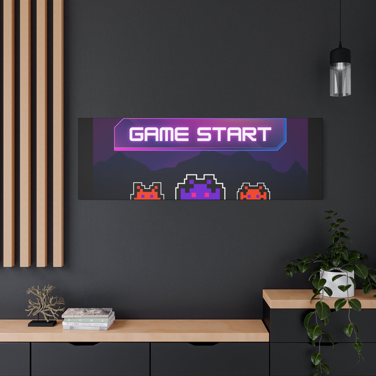 Retro Game Start Canvas Art Print | 80s Gaming Wall Decor, Gamer Gift, Pixel Art, Nostalgic Artwork, Home Decor