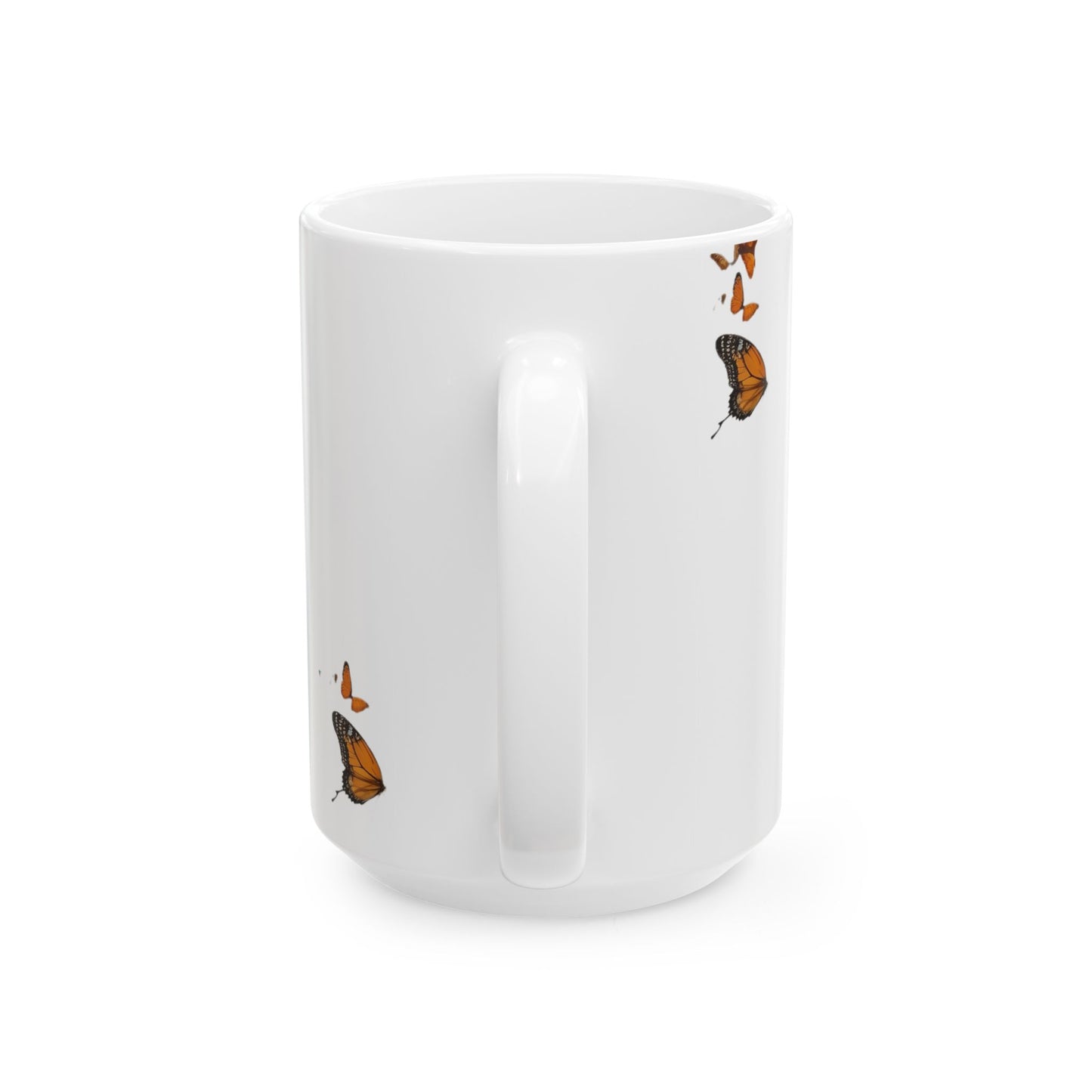 Butterfly Embrace Woman Ceramic Mug | Unique Gift for Nature Lovers, Inspirational Coffee Cup, Home Decor, Animal Art, Beautiful Butterfly Design