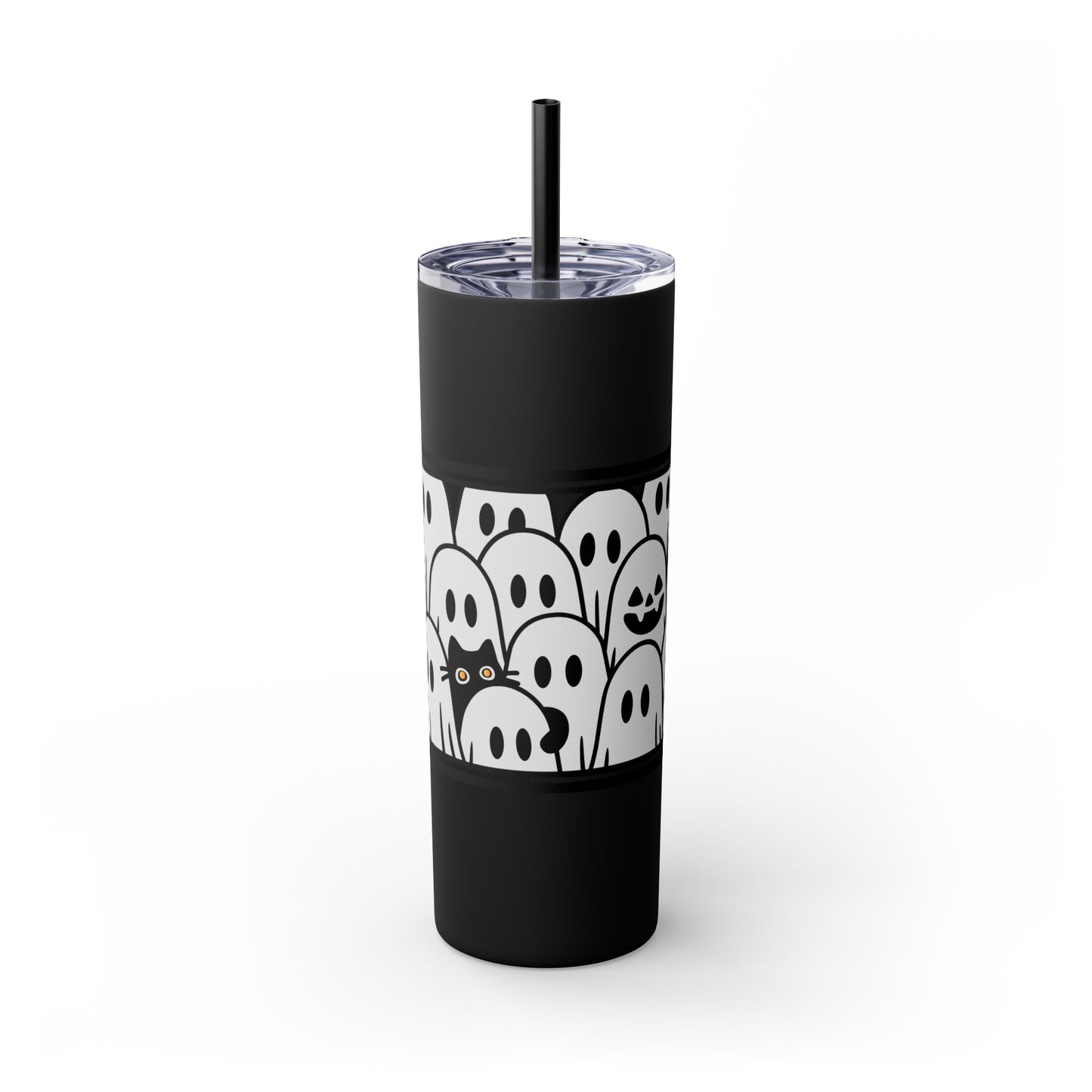 Halloween Ghost Tumbler, 20oz Skinny Tumbler with Straw, Cute Fall Drinkware, Spooky Gifts for Kids, Ghost Lovers, Cozy Decor