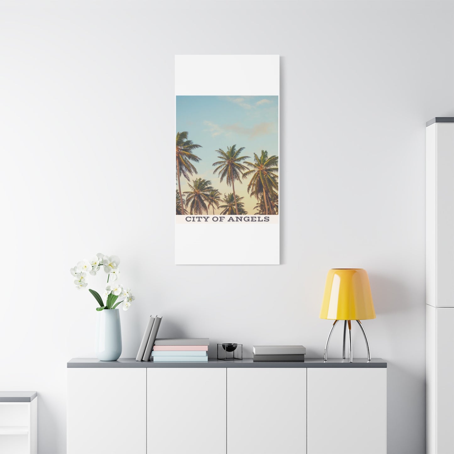 Tropical Palm Tree Canvas Print, City of Angeles Tropical Wall Art, Los Angeles Beach Decor, California Nature Photography, Home Decoration, Gift for Beach Lovers