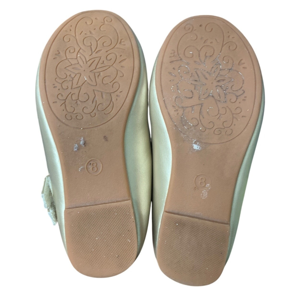 Parrosoo Toddler Girls Size 8 Matte Gold Flats Latch & Hook Close Dress Shoes
