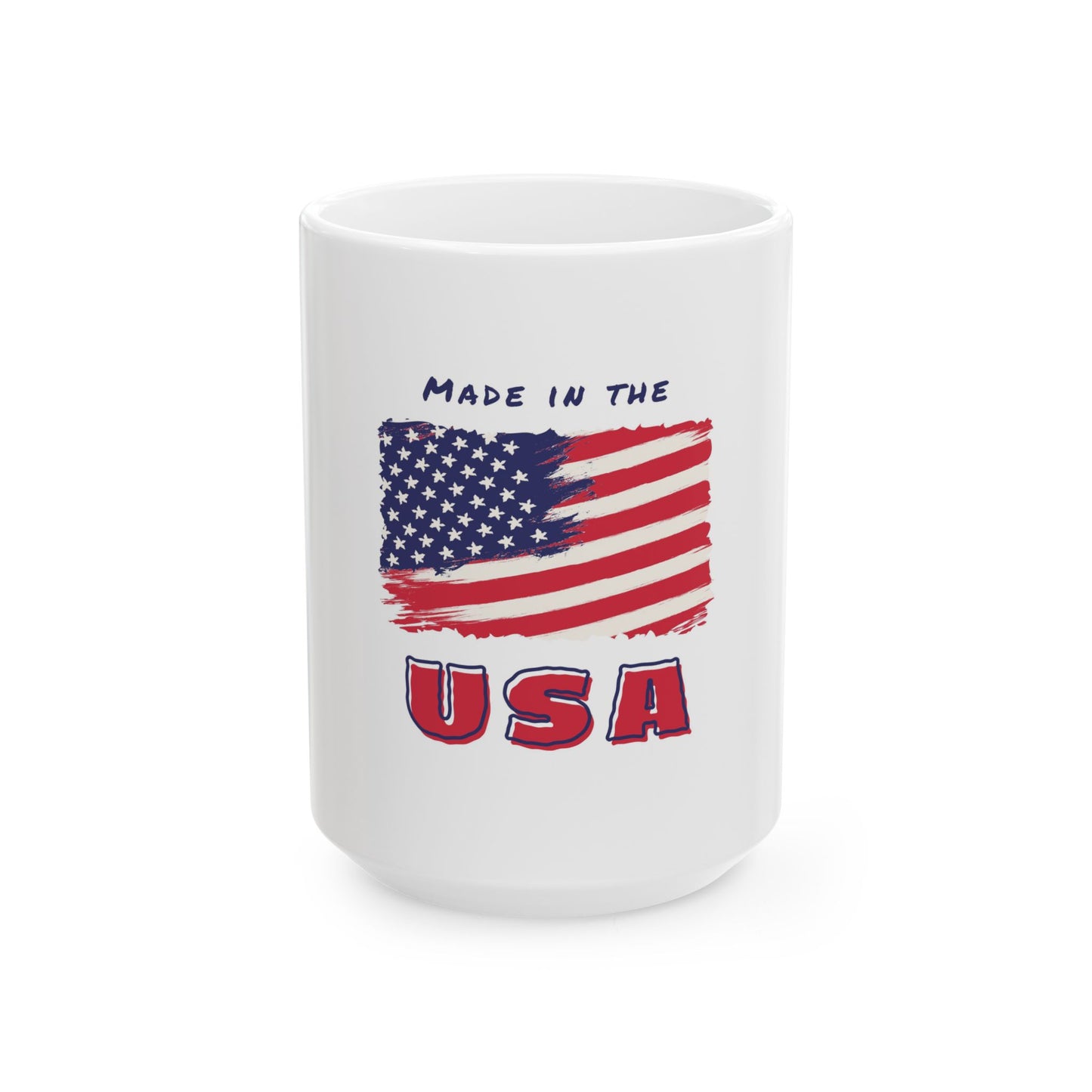 USA Flag Ceramic Mug - Made in the USA Coffee Cup, Patriotic Gift, 4th of July Decor, American Pride Mug, Customizable Drinkware
