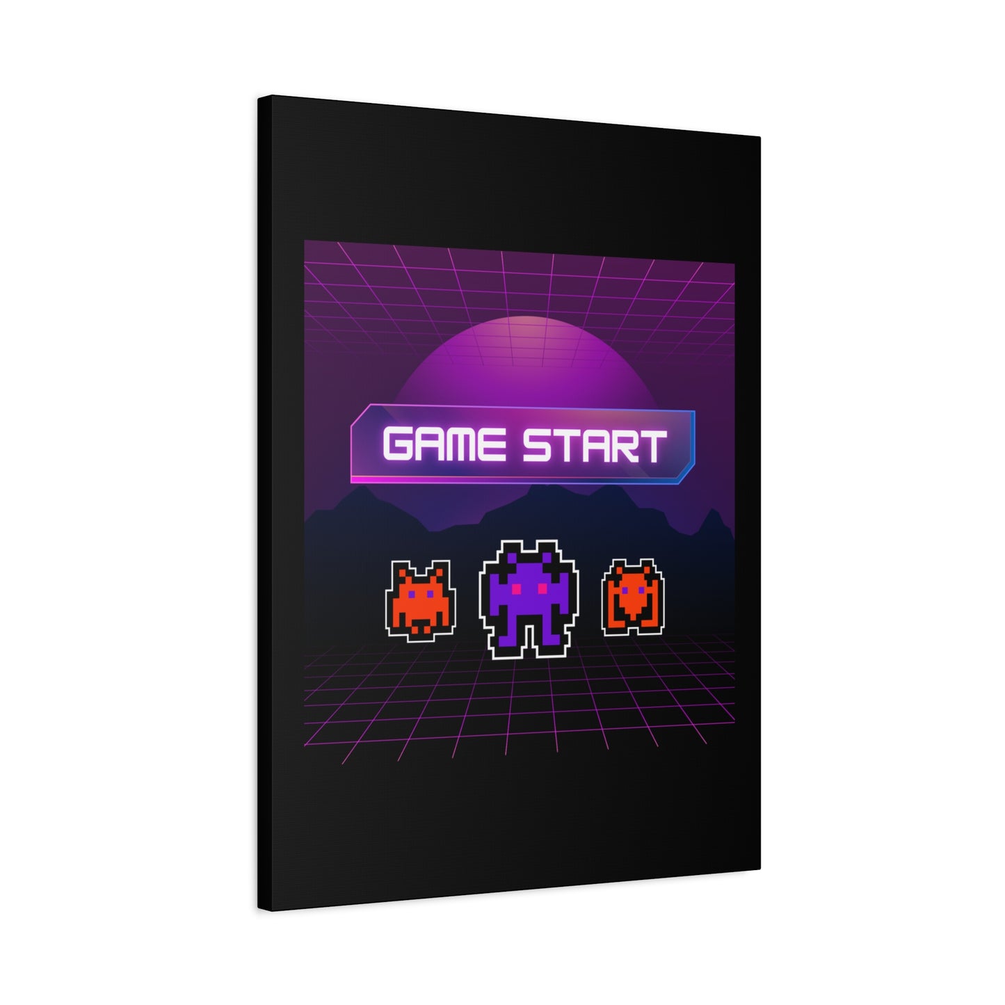 Retro Game Start Canvas Art Print | 80s Gaming Wall Decor, Gamer Gift, Pixel Art, Nostalgic Artwork, Home Decor